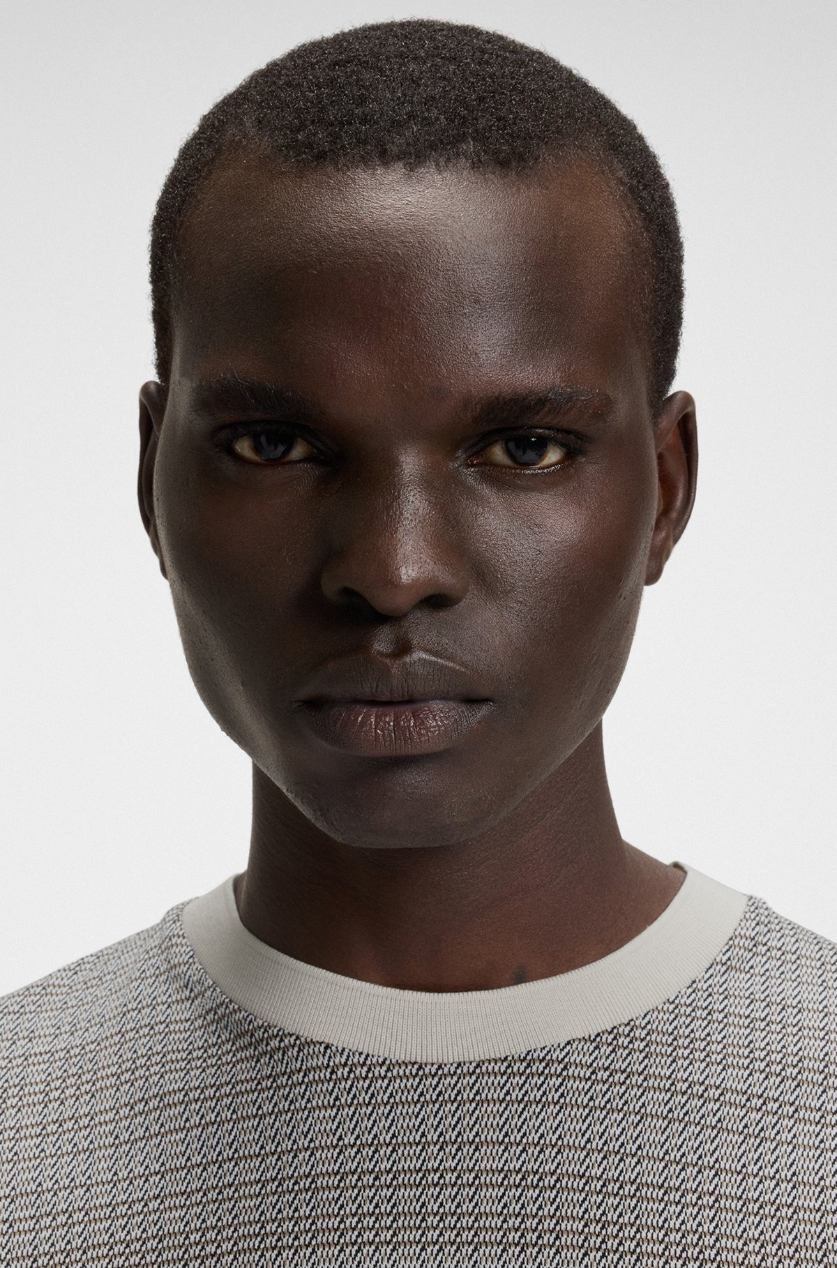 MERCERIZED-COTTON T-SHIRT WITH GRID PATTERN - 3