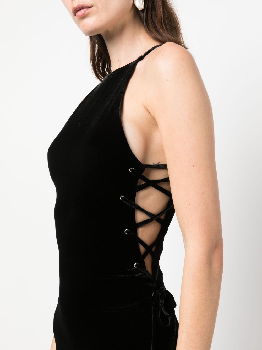 lattice lace-up gown - 5