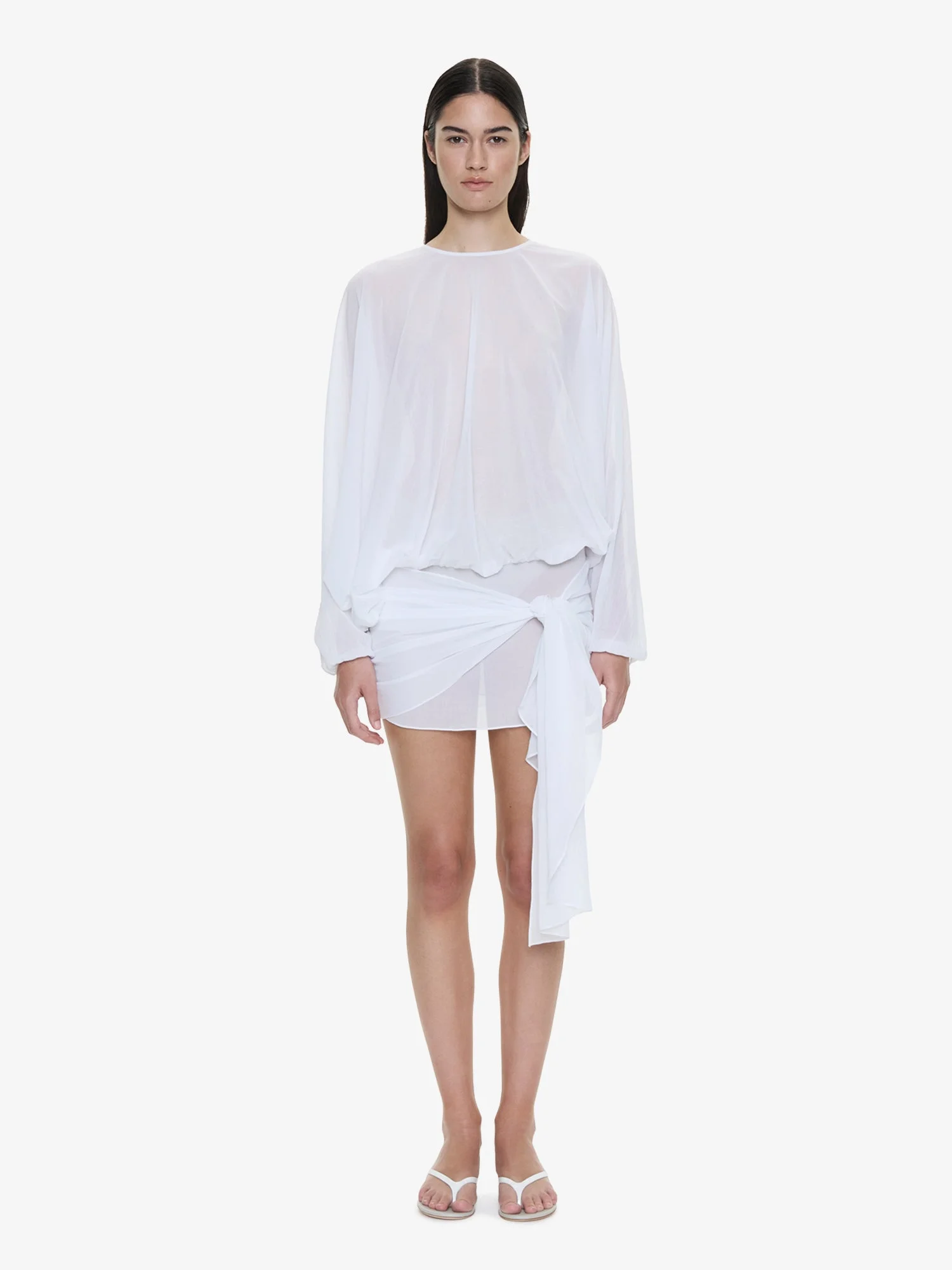 Porto Tie Long Sleeve Mini Dress - 1