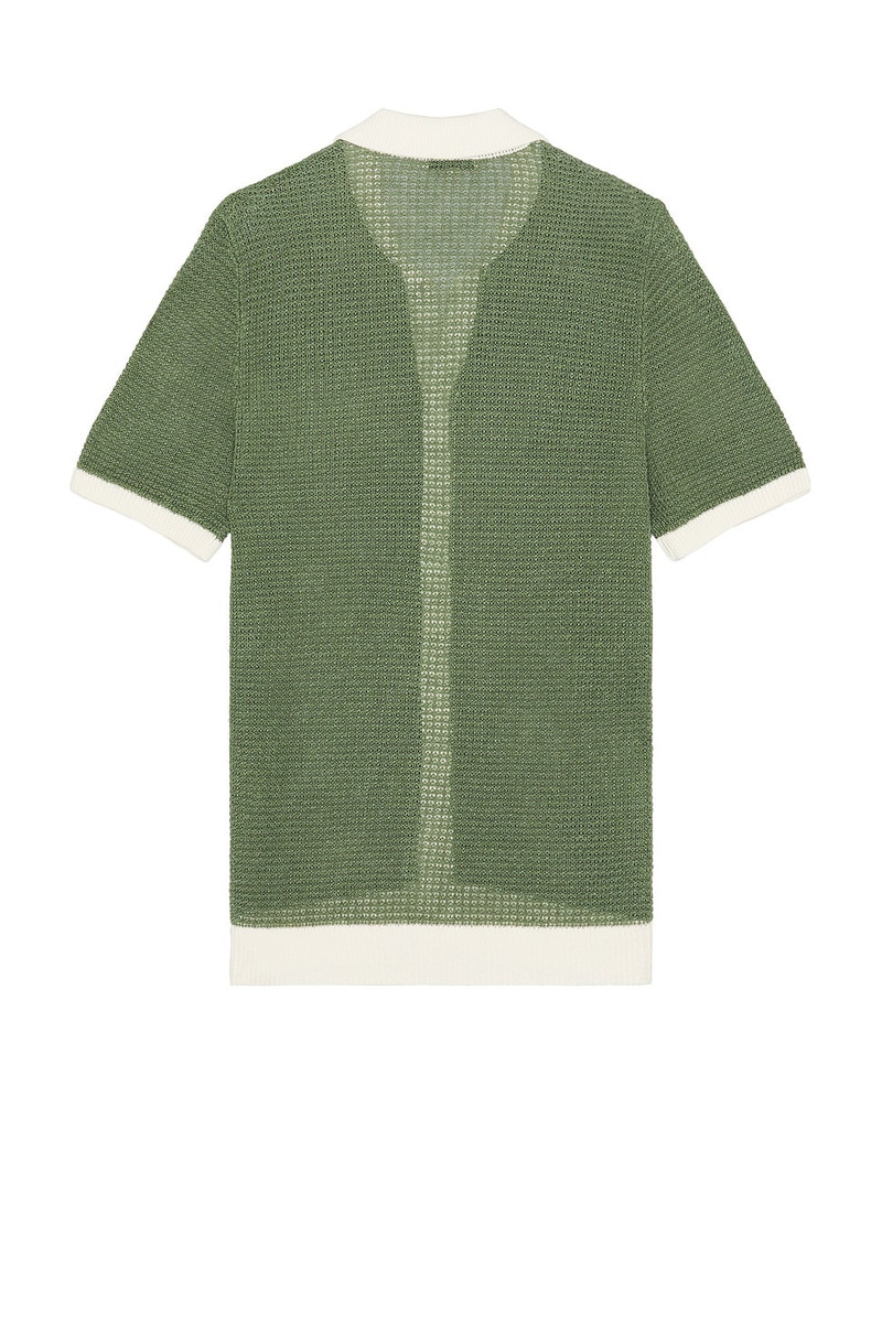 Linen Short Sleeve Button Up Knit Shirt 2