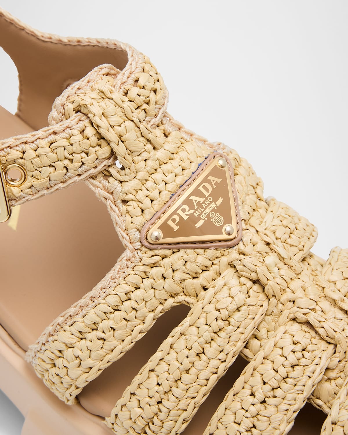 Prada Monolith Raffia Chunky Fisherman Sandals
