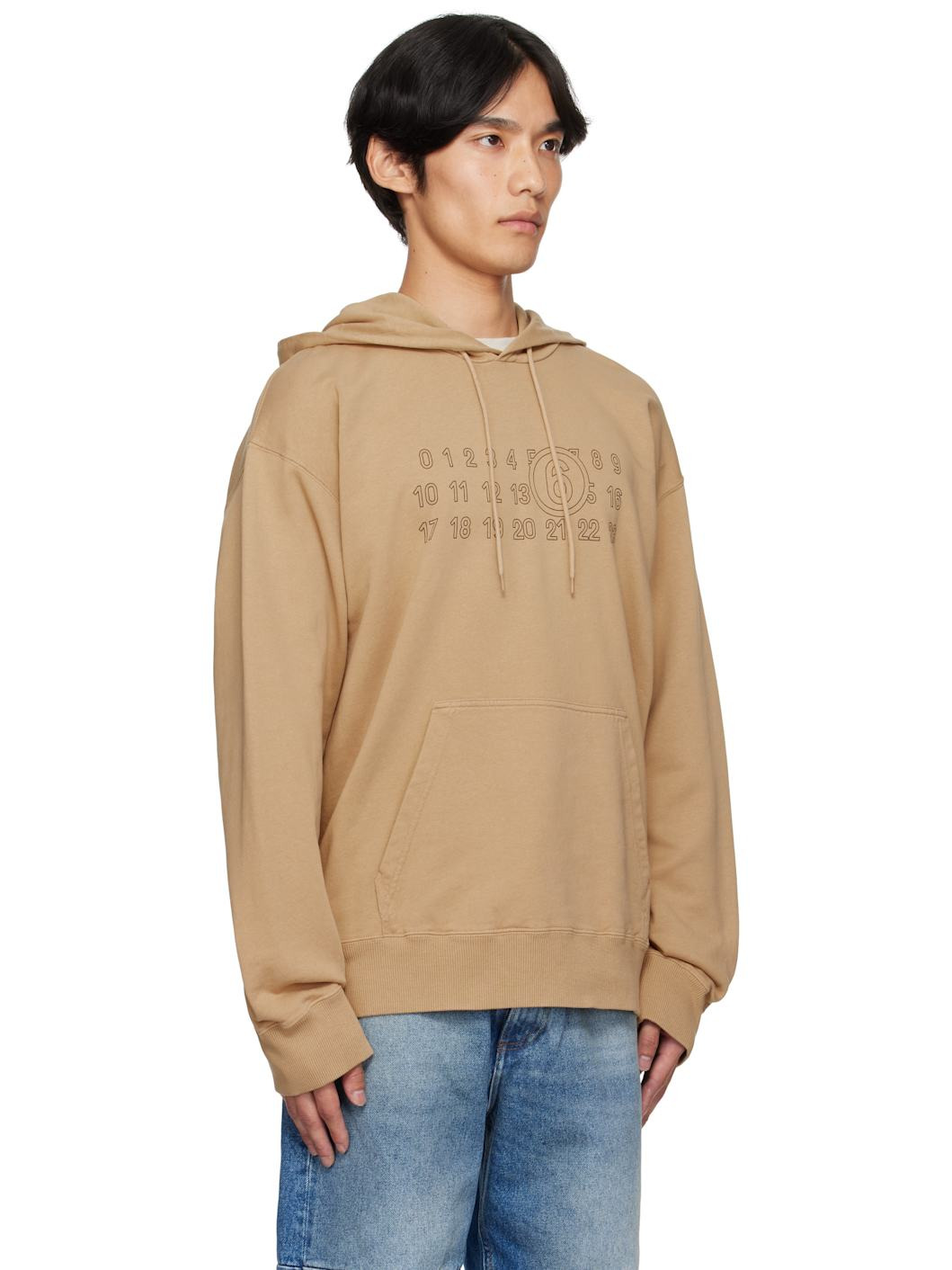 Tan Cotton Numeric Hoodie - 2