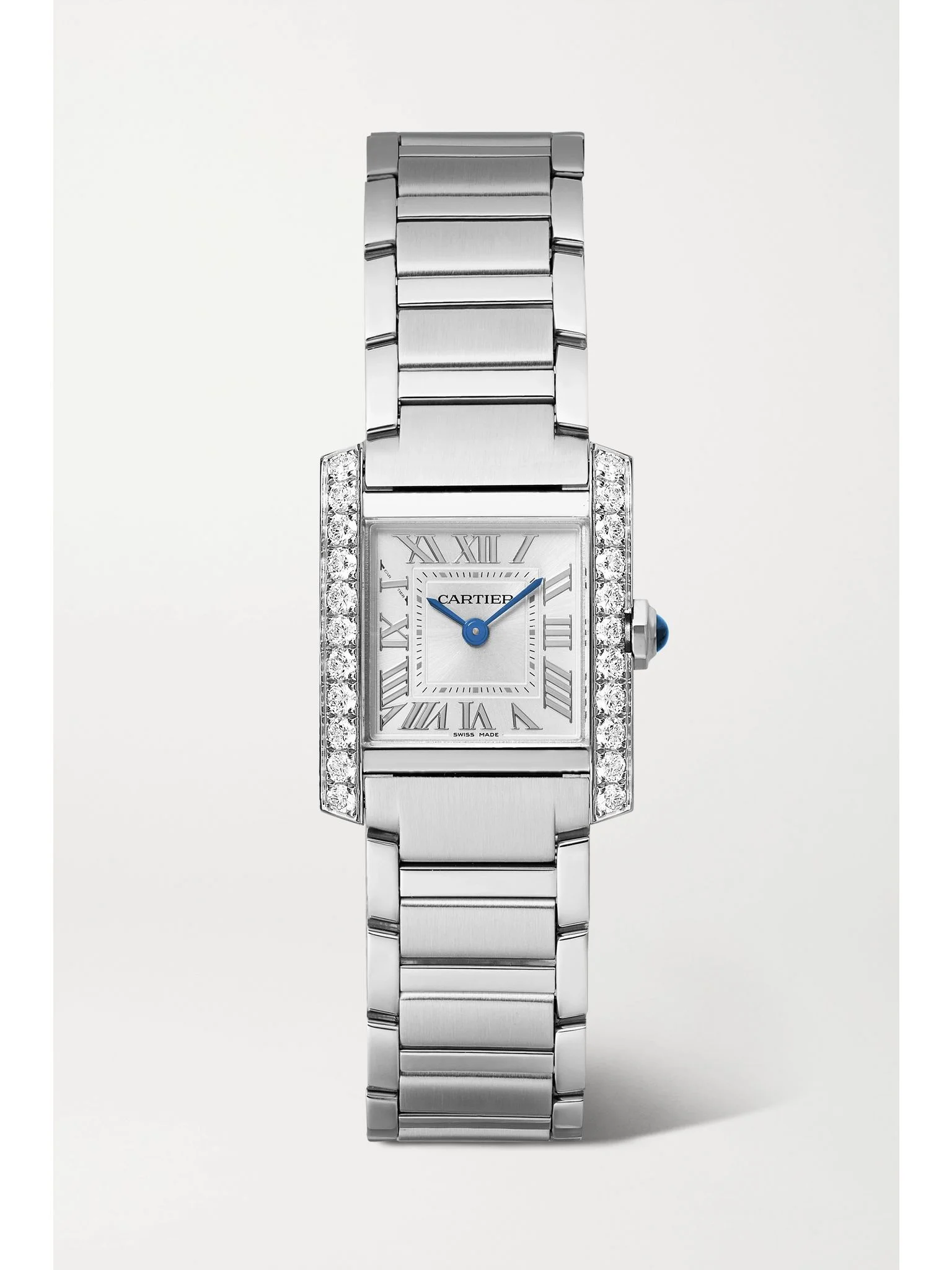 Tank Française small stainless steel diamond watch Gray - 1
