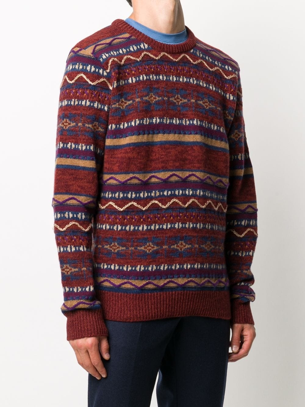 contrast pattern intarsia knit jumper - 3