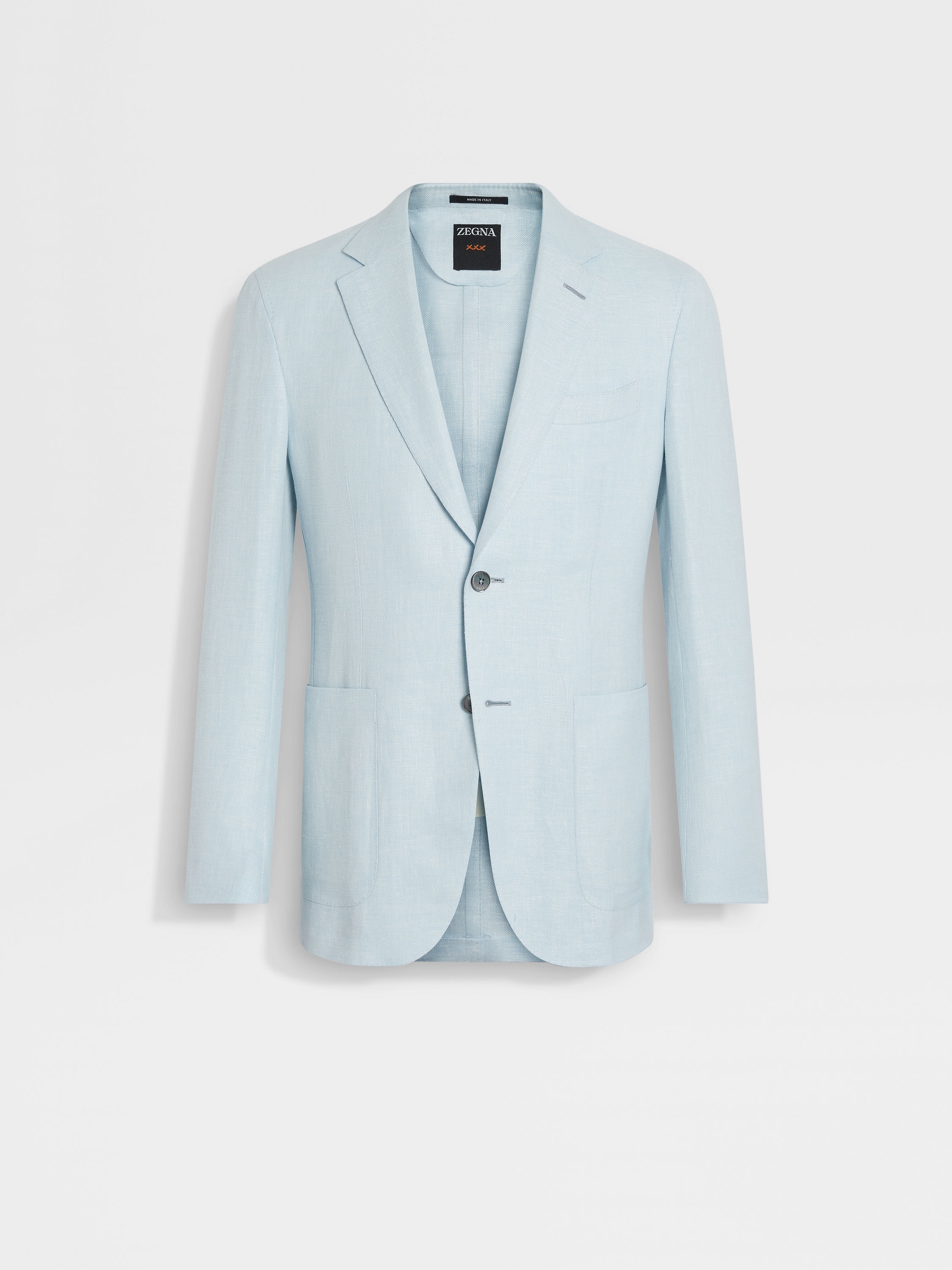LIGHT BLUE CROSSOVER LINEN WOOL AND SILK BLEND JACKET - 2