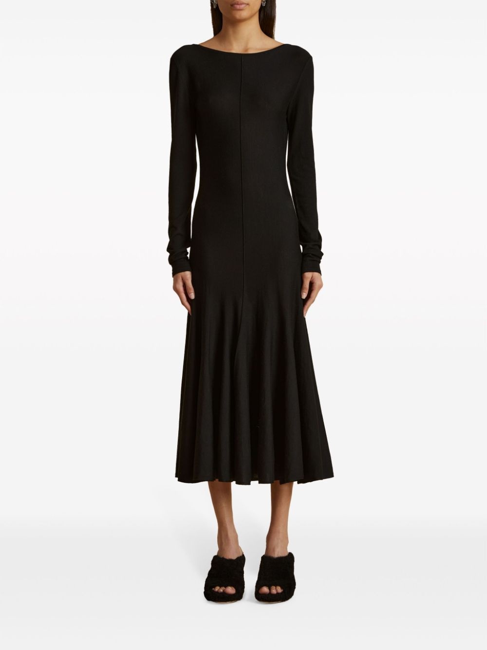 scoop-back virgin-wool midi dress - 3
