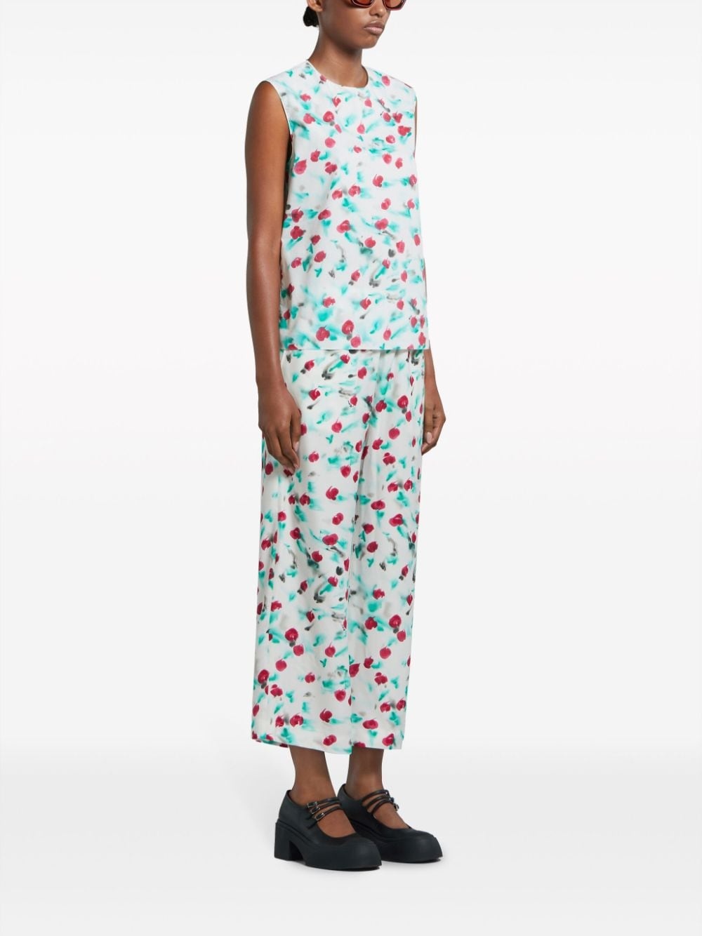 floral-print cropped trousers - 3