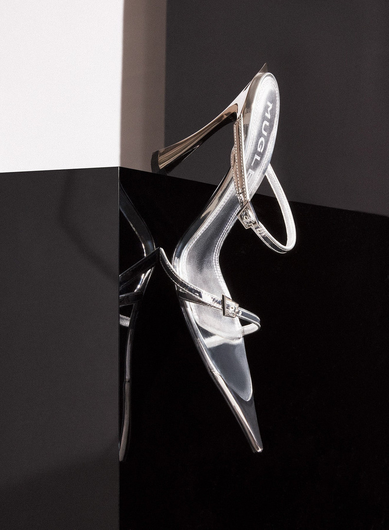 Metallic leather Fang 95 sandals 3