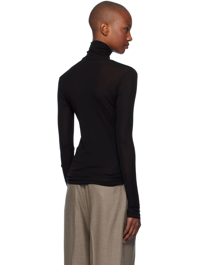 Black High Gauge Sheer Rib Turtleneck 3