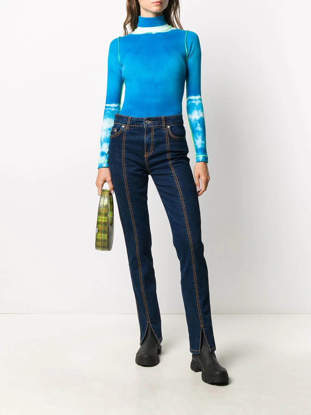 tie-dye roll neck knit top - 2