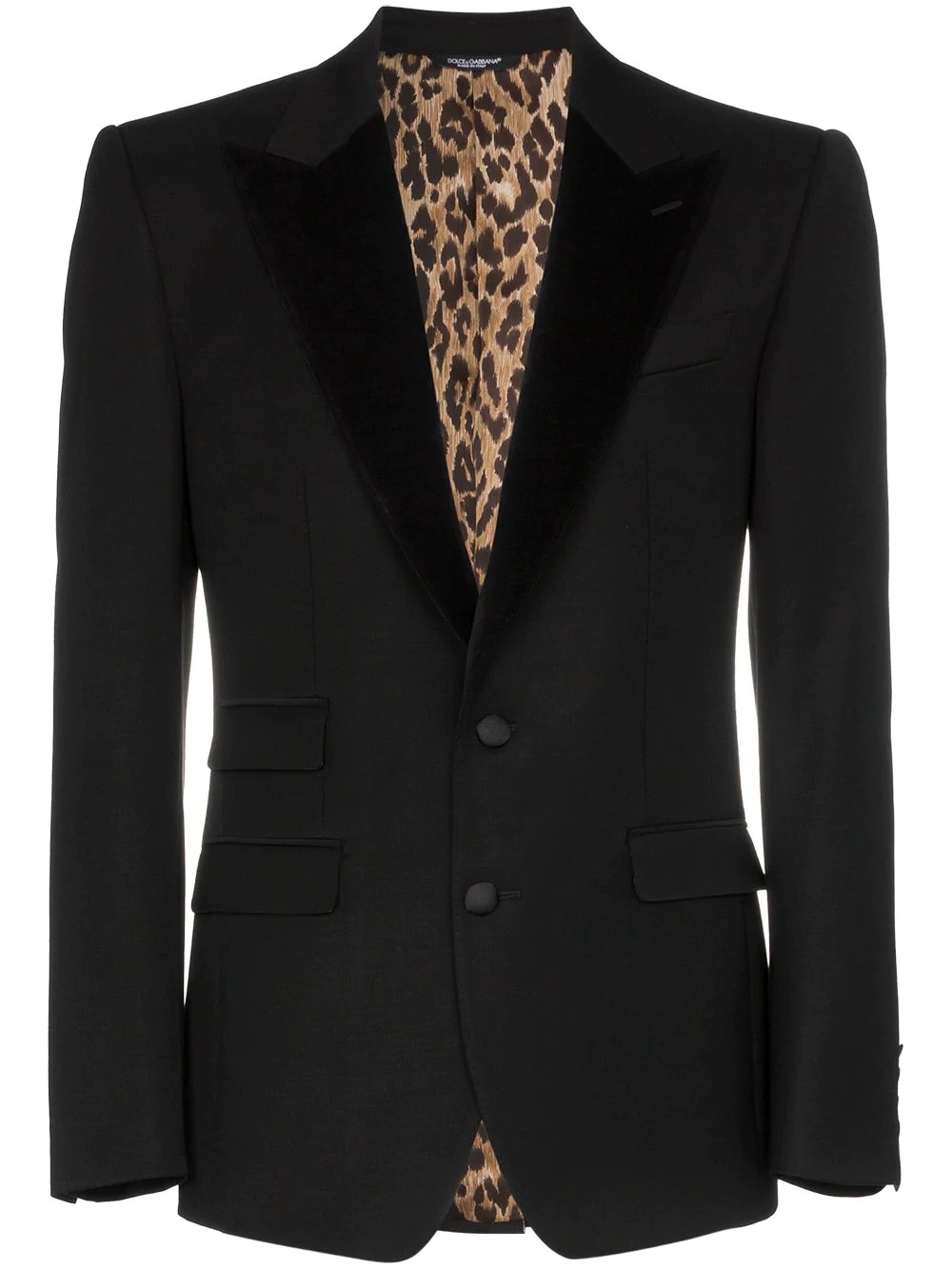 leopard print lined blazer - 1