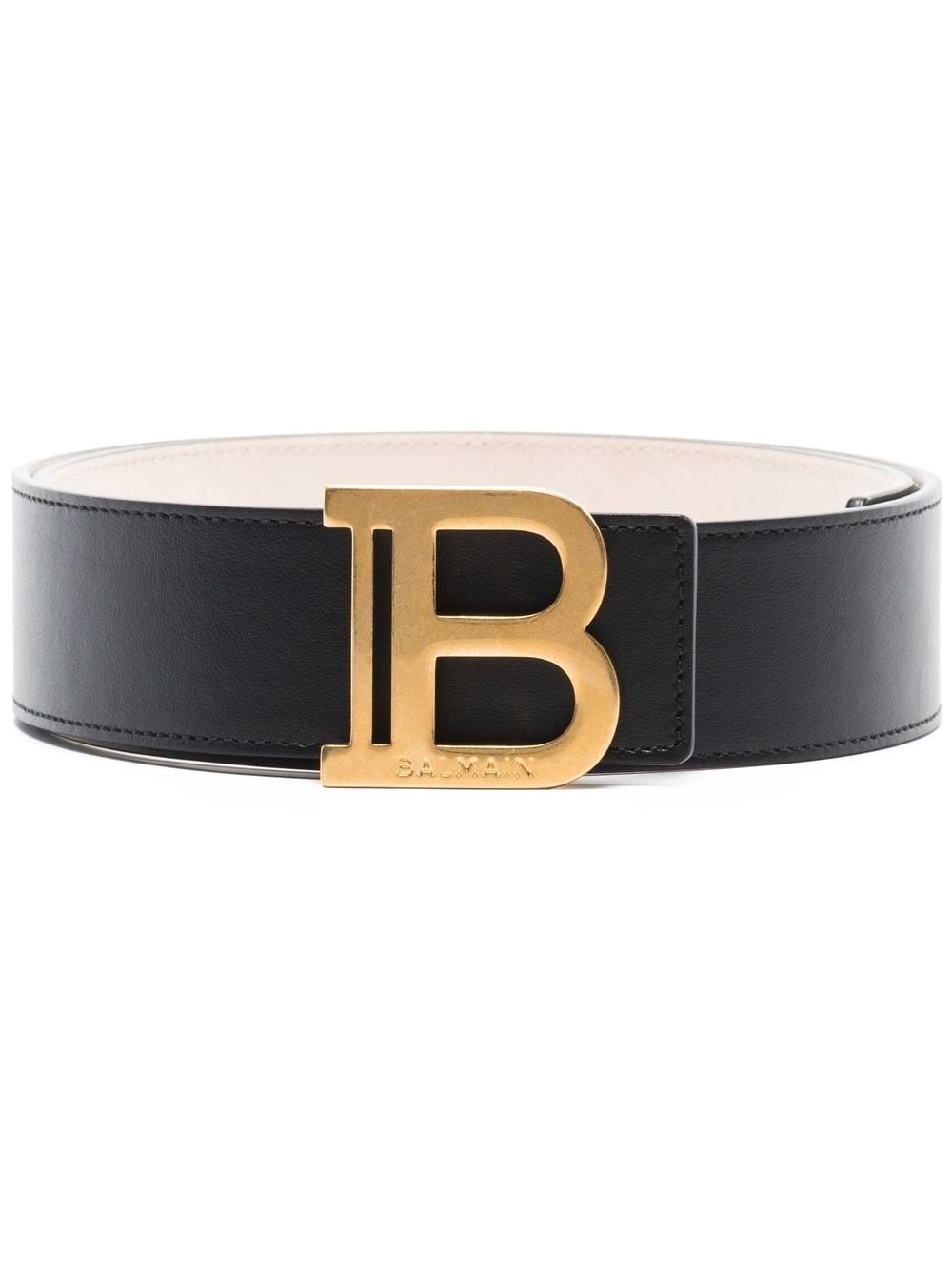 B-plaque leather belt - 1