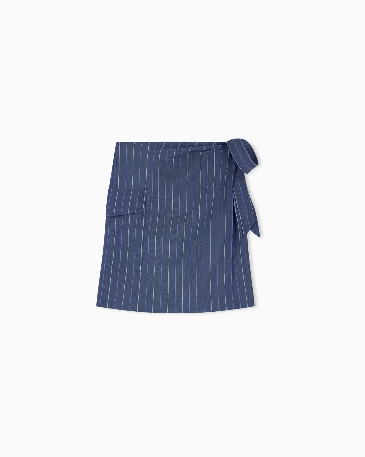 UNLINED WRAP SKIRT IN STRIPED JACQUARD DENIM WITH A BELT - 1