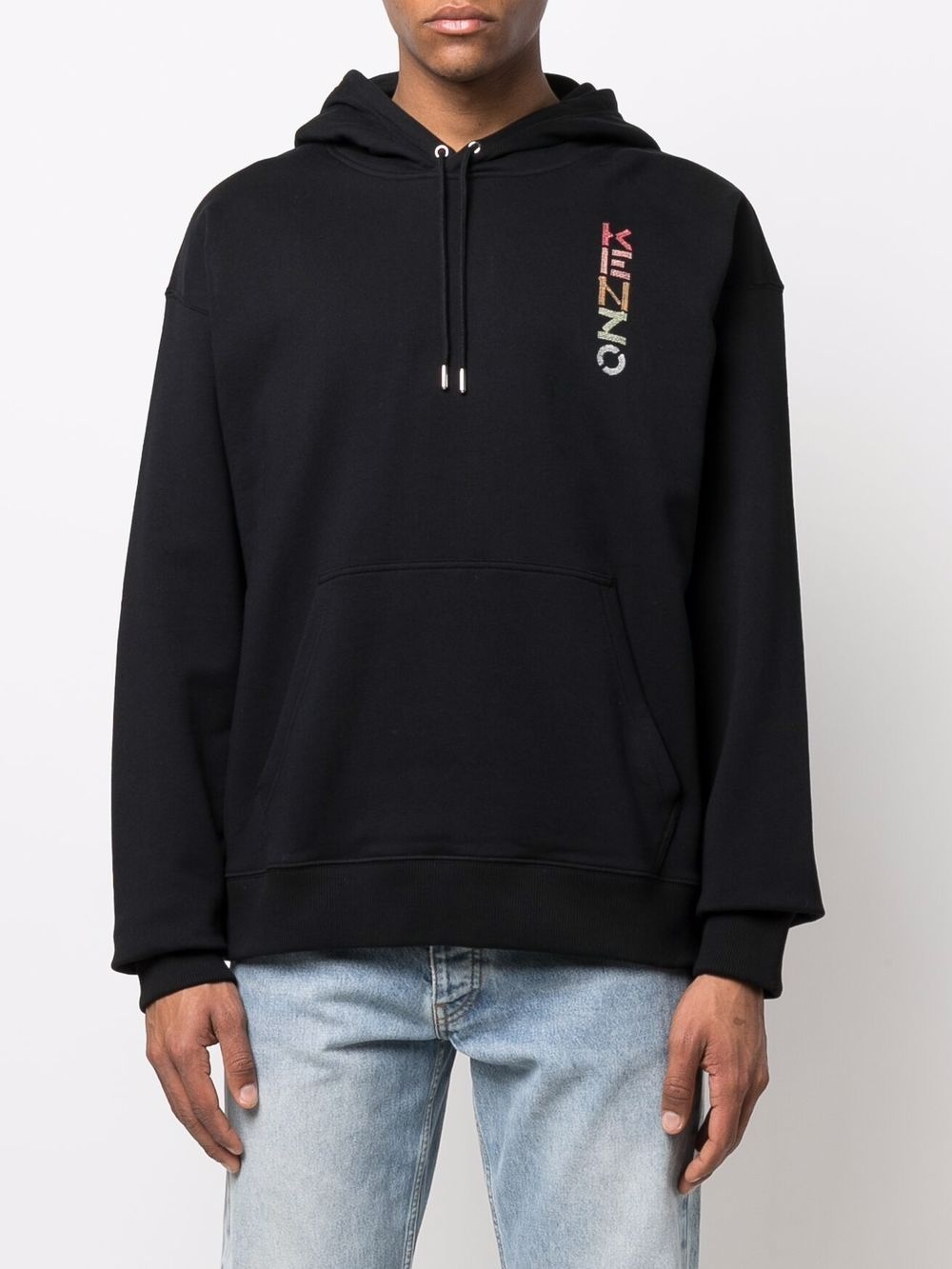 gradient logo cotton hoodie - 4