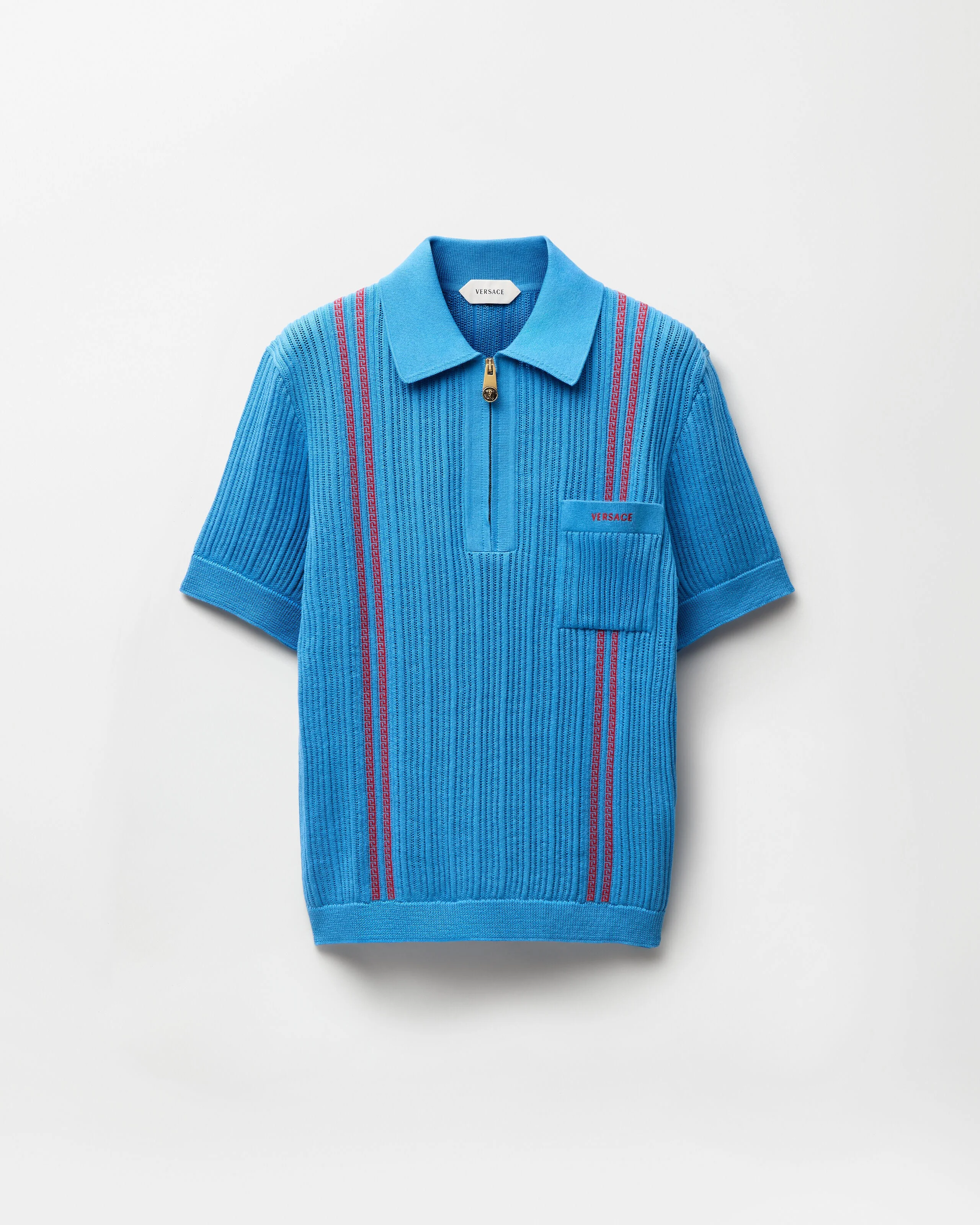Embroidered Logo Cotton Knit Polo Shirt - 1