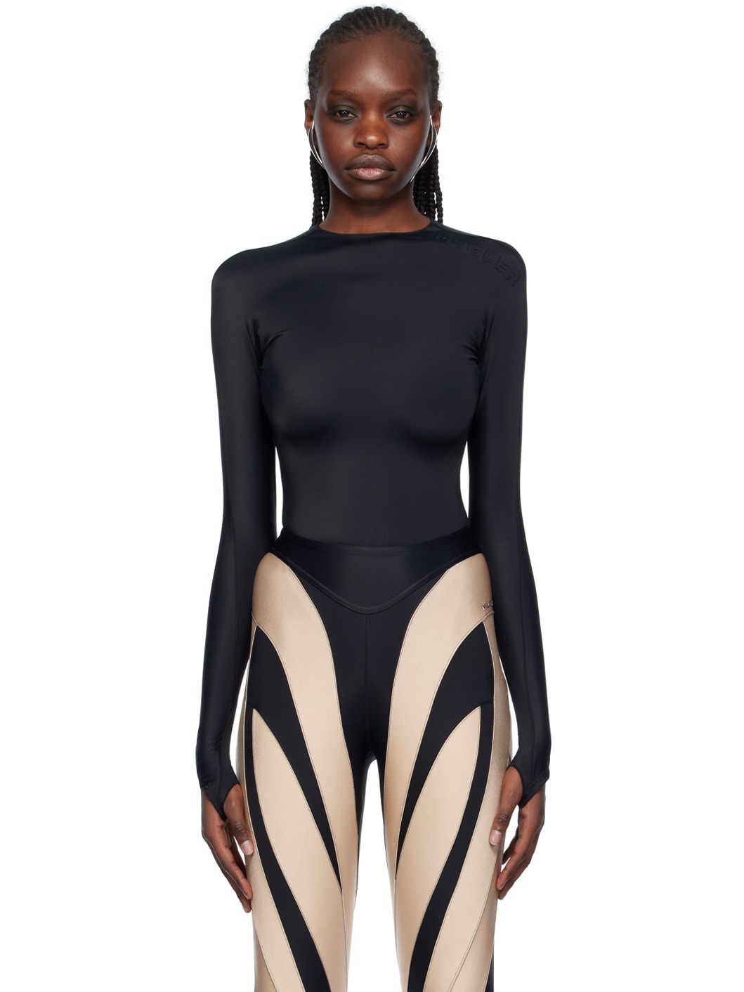 Black Embossed Bodysuit - 1