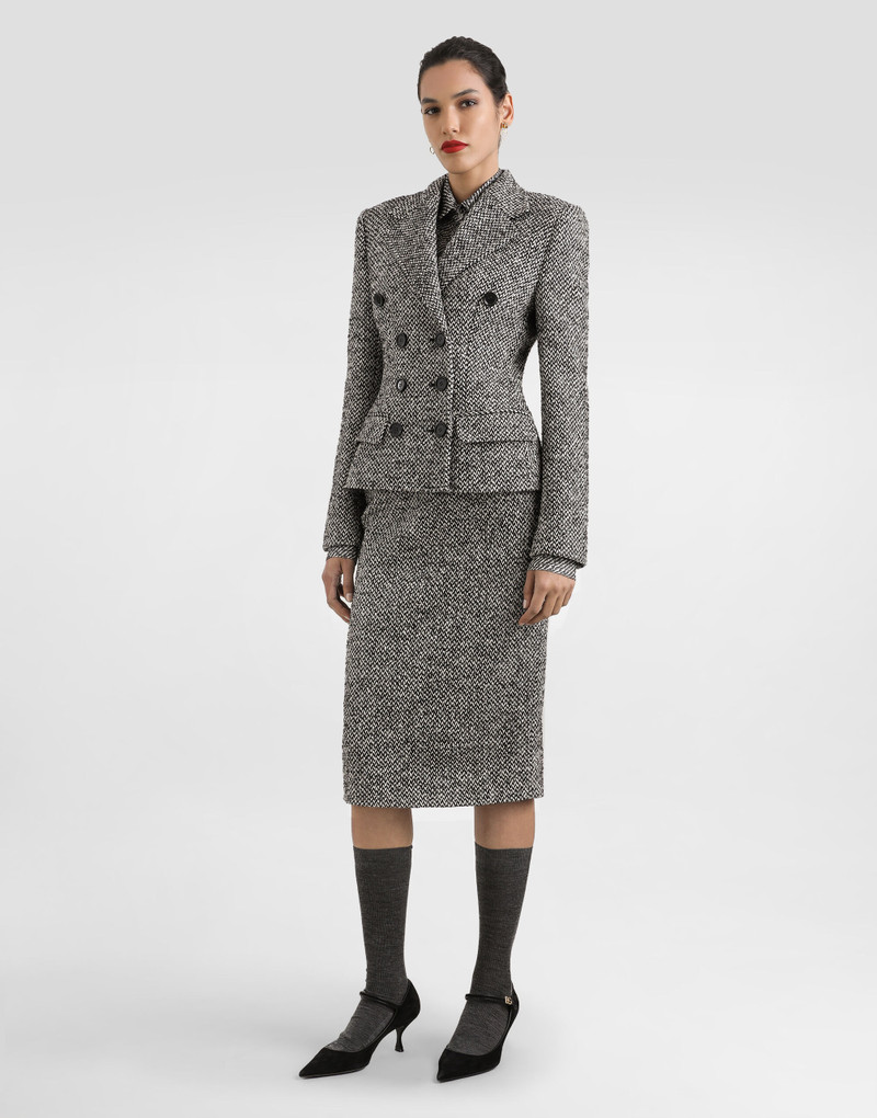 Dolce & Gabbana Dotted wool blend sheath skirt outlook
