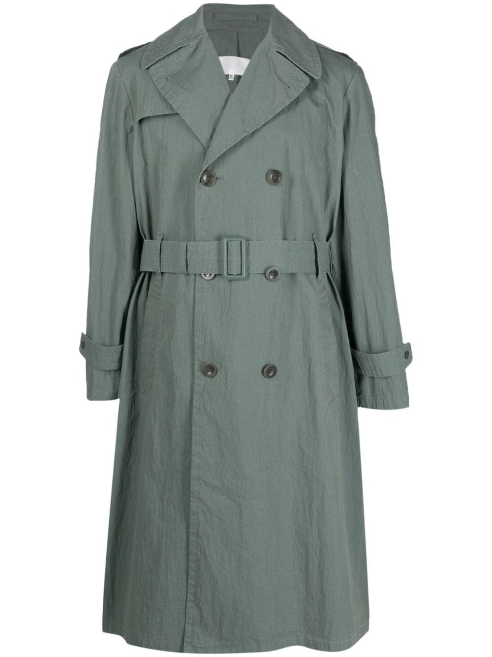 double-breasted belted-waist trench coat - 1