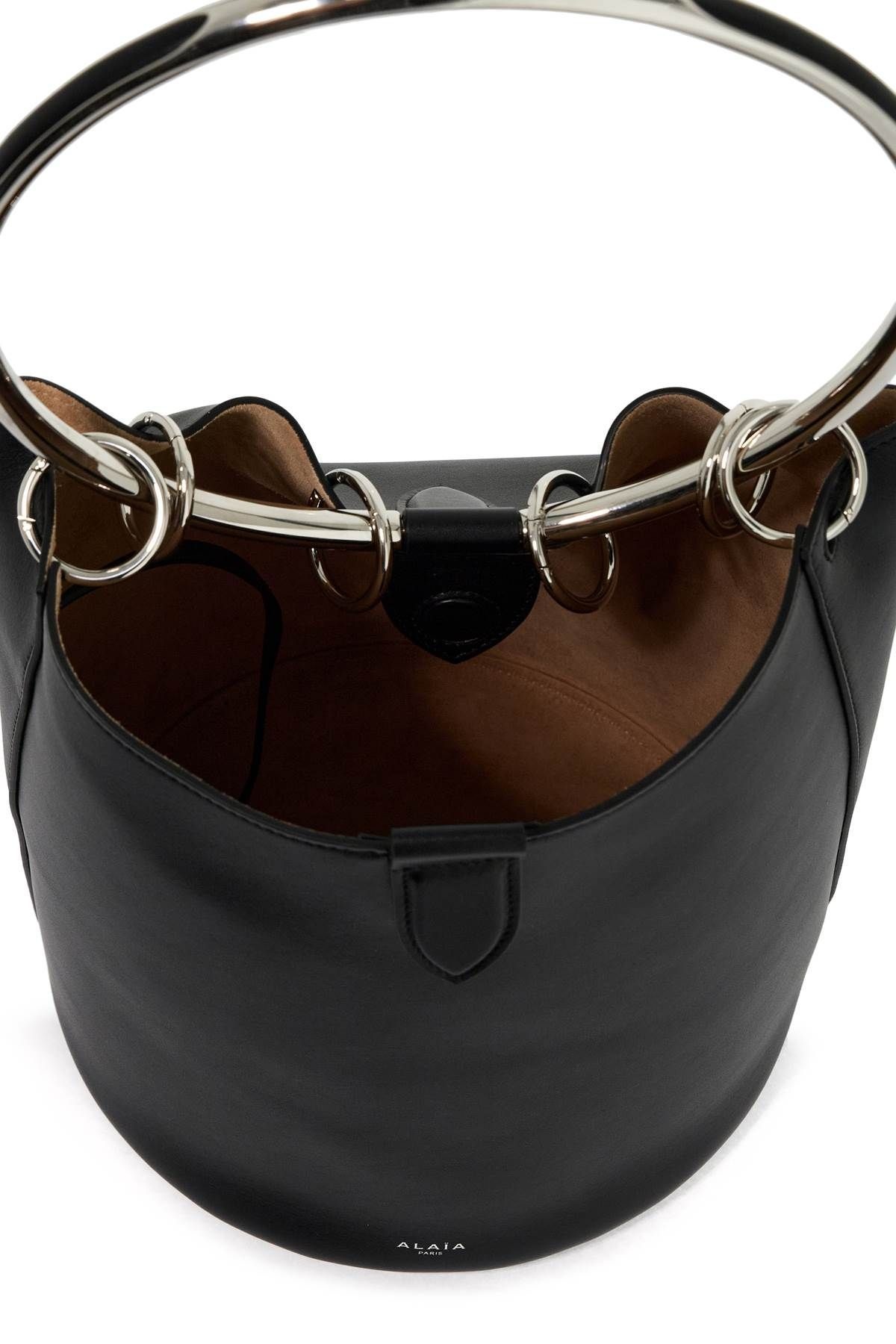 LEATHER RING BUCKET BAG WITH LAR DESIGN - 4