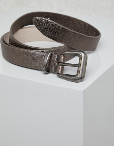 Brunello Cucinelli Lamé leather belt outlook