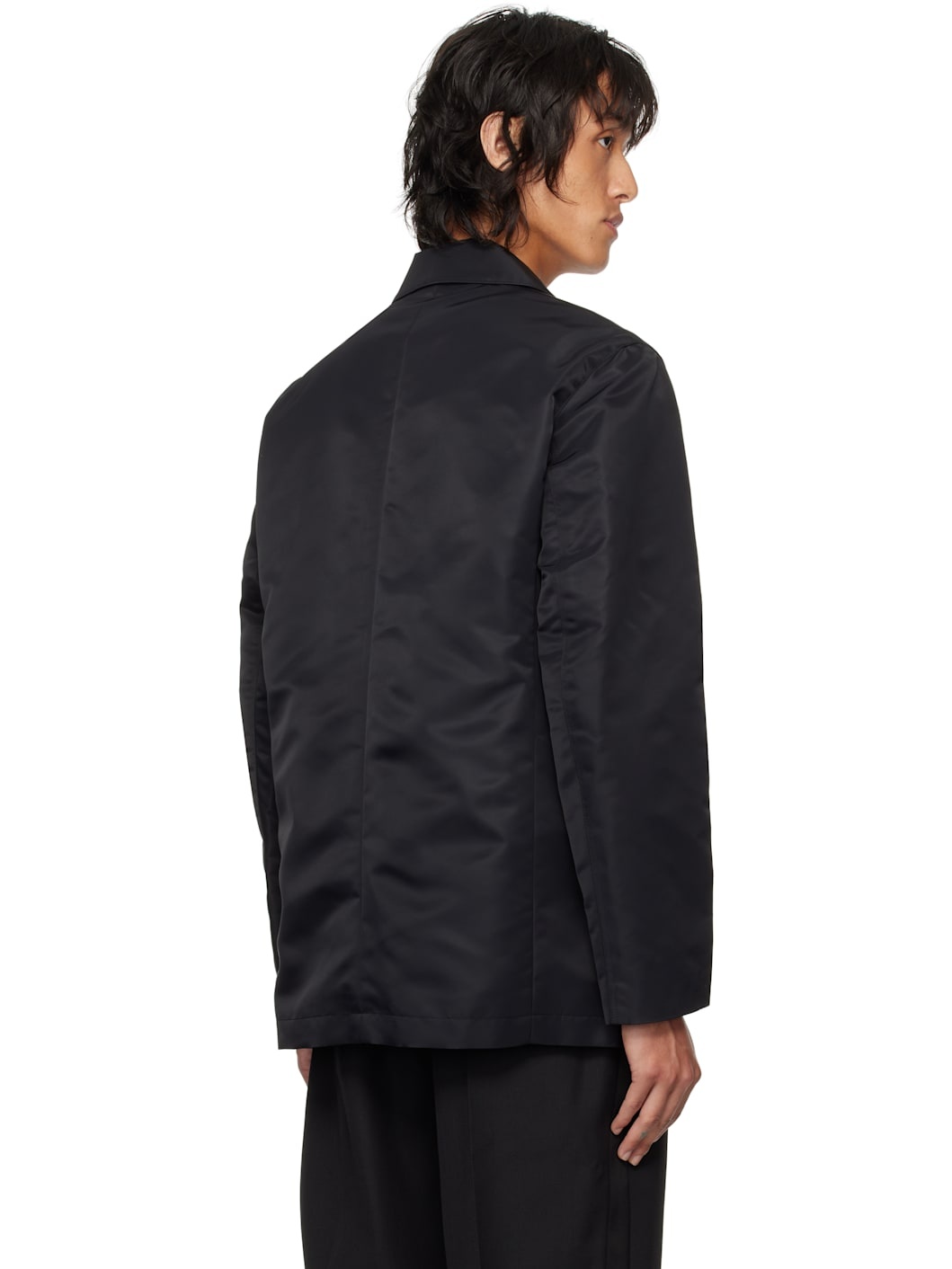 Black Recycled Nylon Classic Cut Blazer - 3
