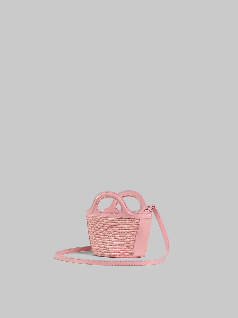 TROPICALIA MICRO BAG IN PINK LEATHER AND RAFFIA-EFFECT FABRIC - 3