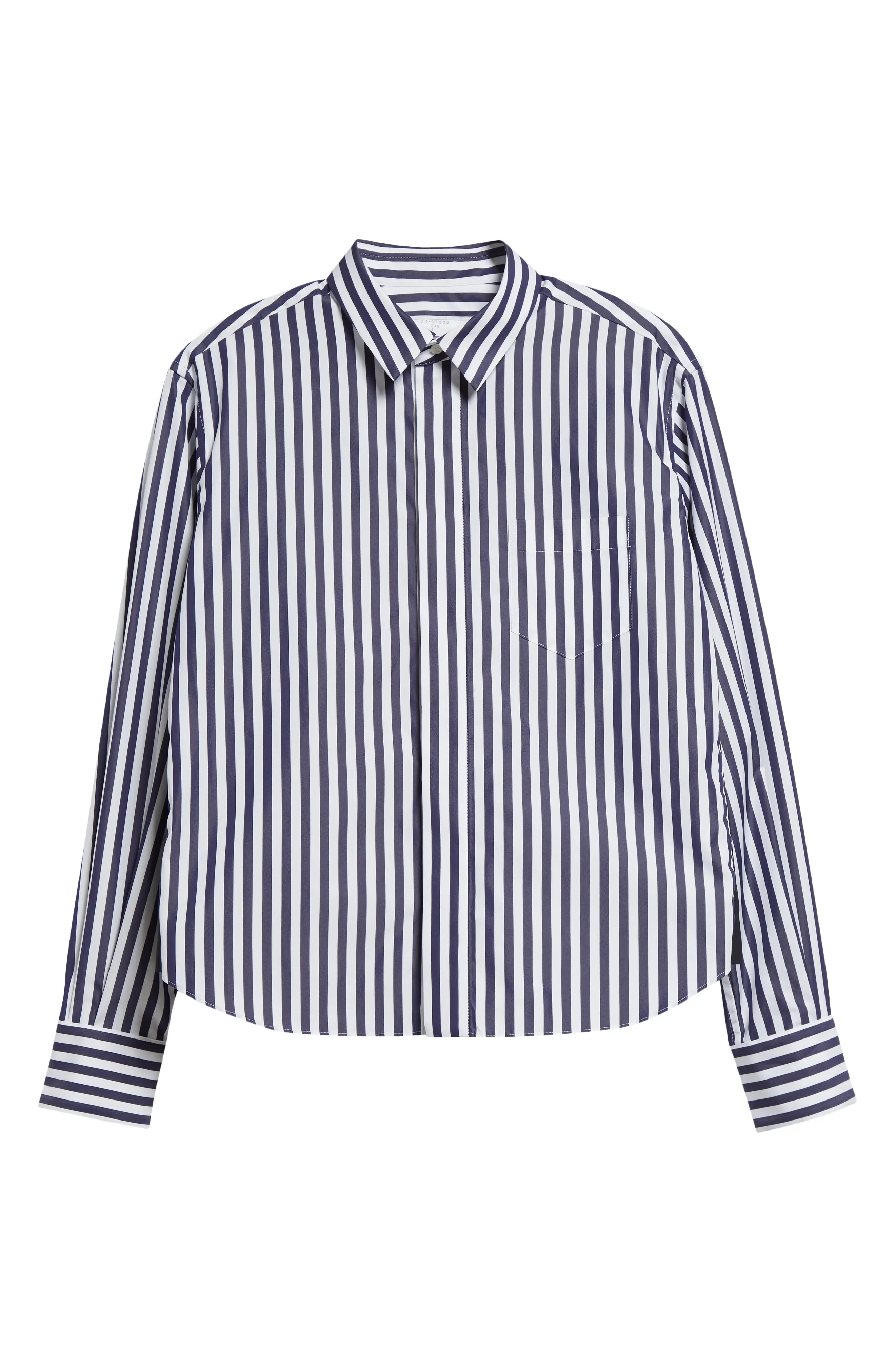 Stripe Poplin & Nylon Twill Button-Up Shirt - 6