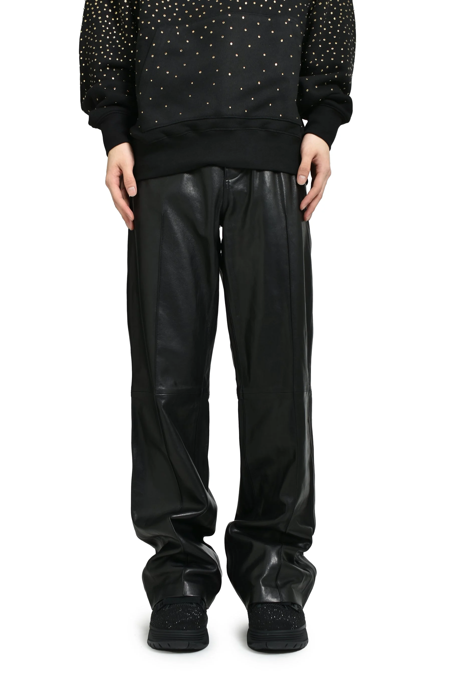 LEATHER BOOT CUT PANT / BLK - 1