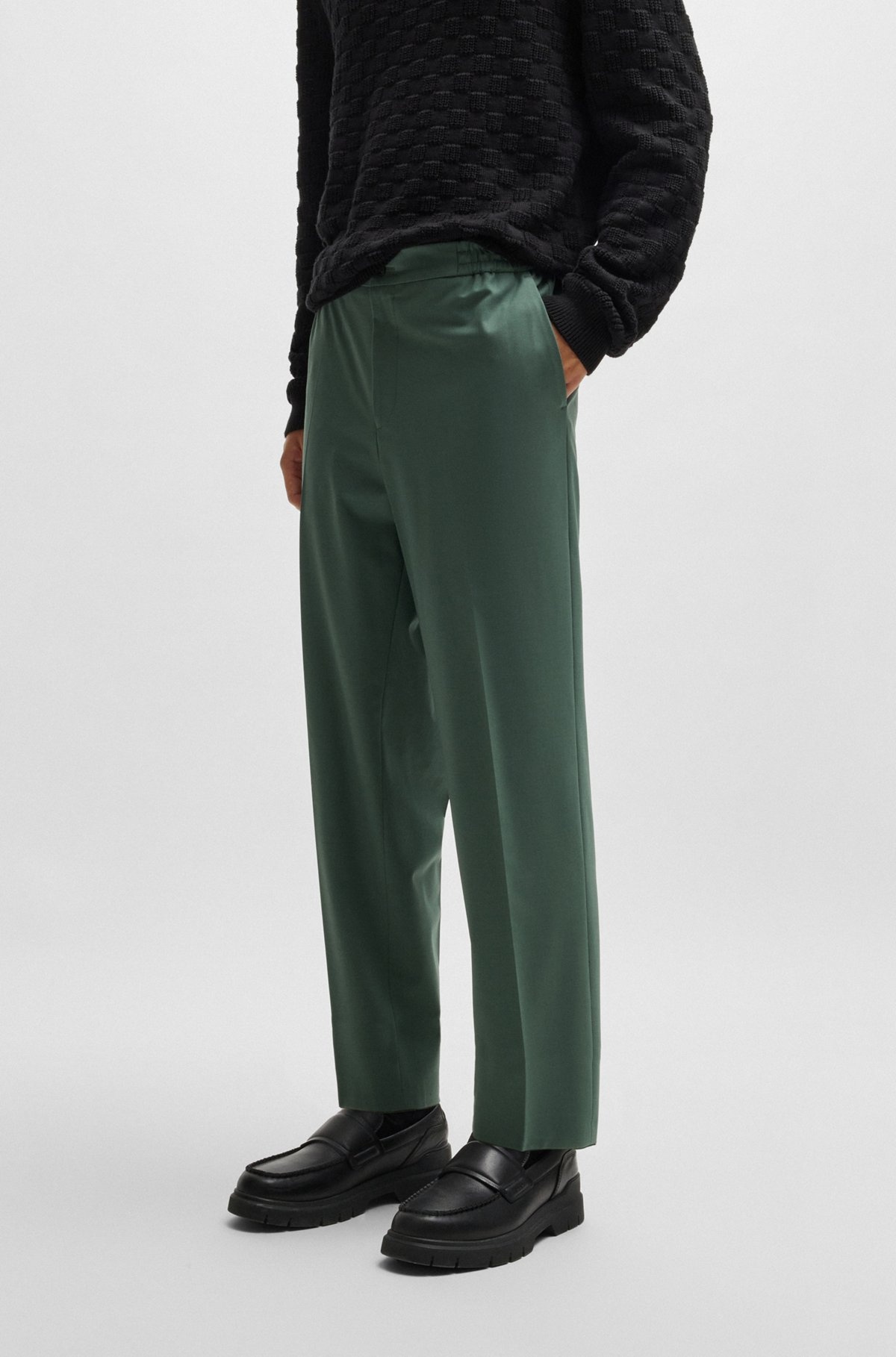 SLIM-FIT TROUSERS IN WOOL POPLIN - 2