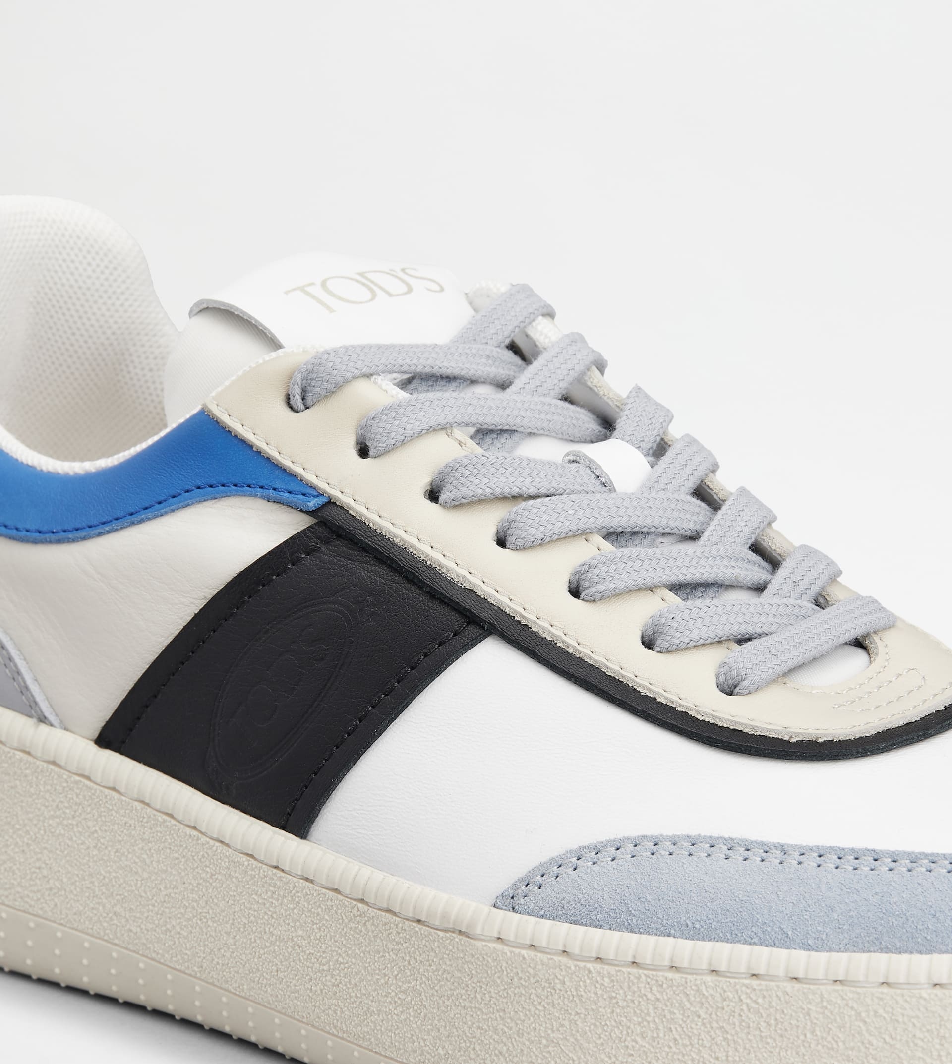 TOD'S PLATFORM SNEAKERS IN LEATHER - WHITE, BLACK, BLUE - 5