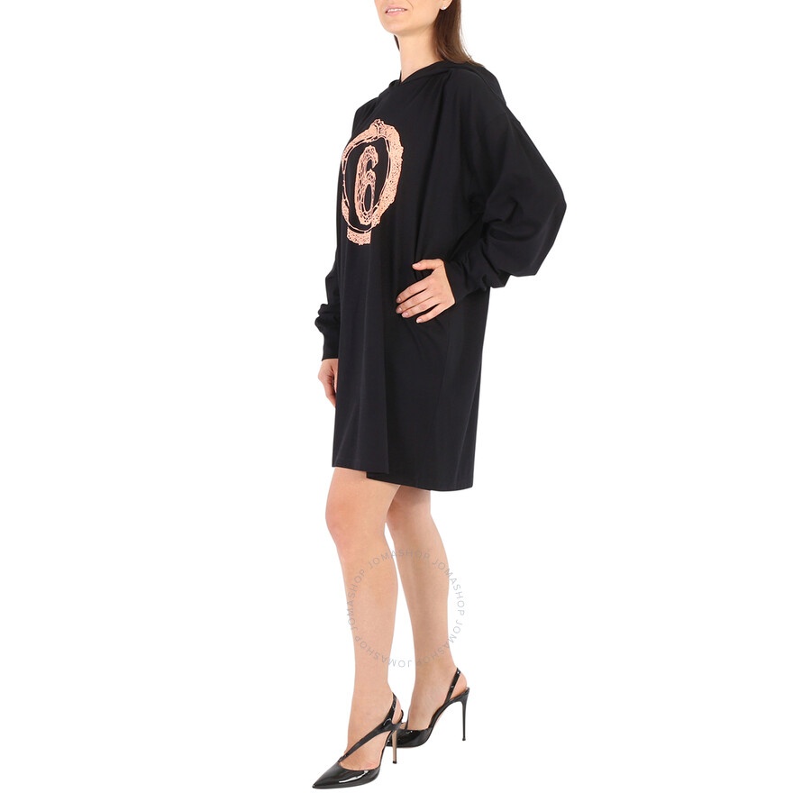 Mm6 Ladies Black Snake Logo-Print Shirt Dress - 5
