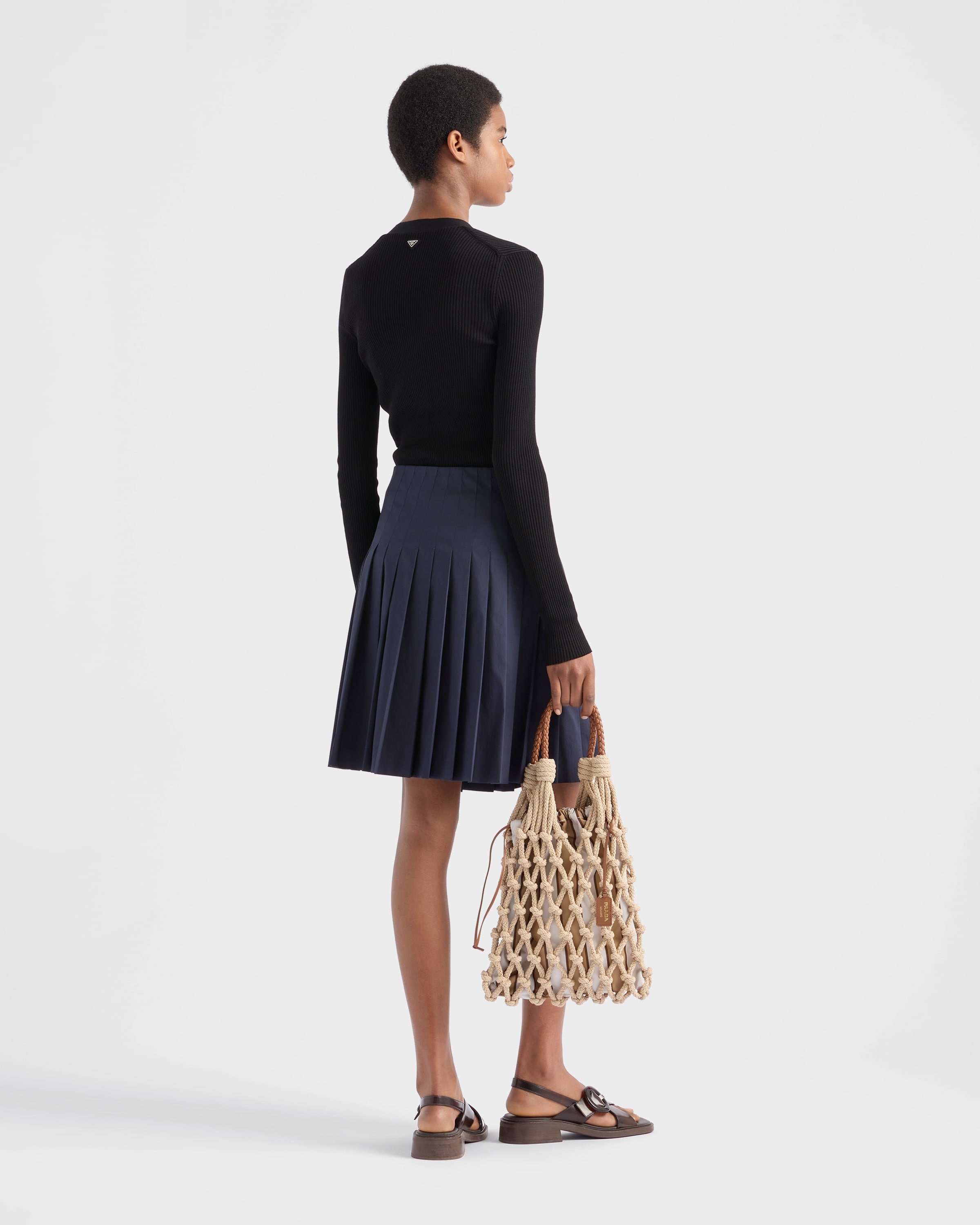スカート Prada Brown Stretch Poplin Skirt Ebony Poplin Wrap Skirt | PRADA