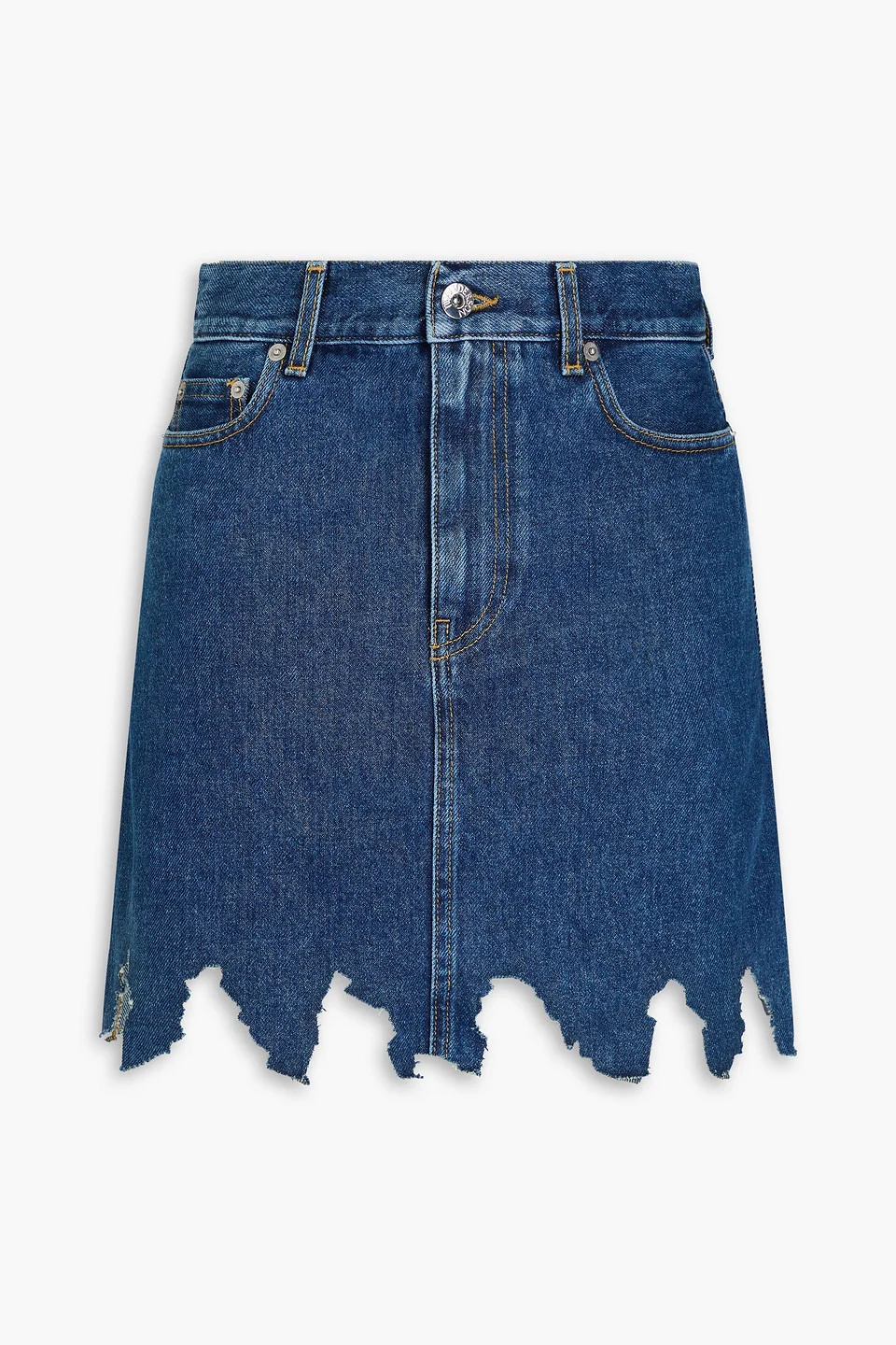 Laser-cut denim mini skirt - 1