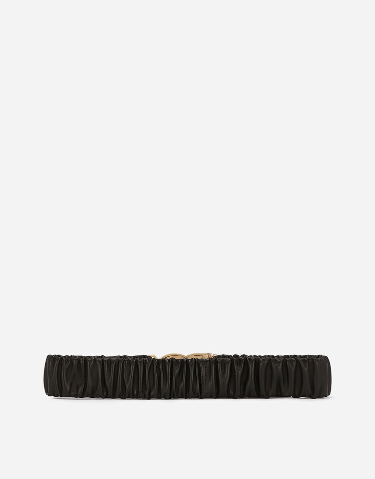 Elasticated and gathered nappa leather belt with DG logo - 2