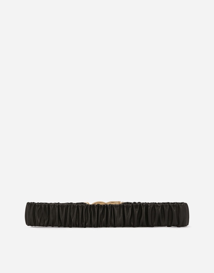 Elasticated and gathered nappa leather belt with DG logo - 2