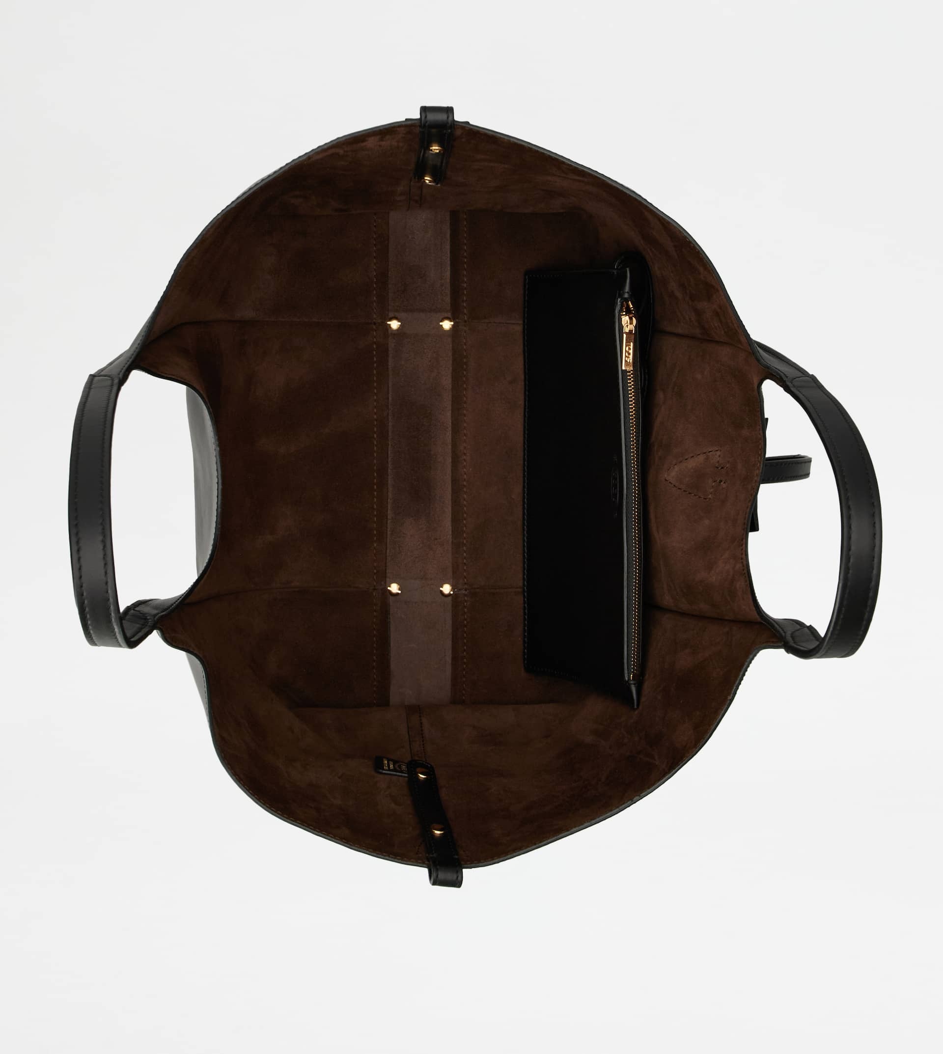 T TIMELESS SHOPPING BAG IN LEATHER MEDIUM - BLACK - 4