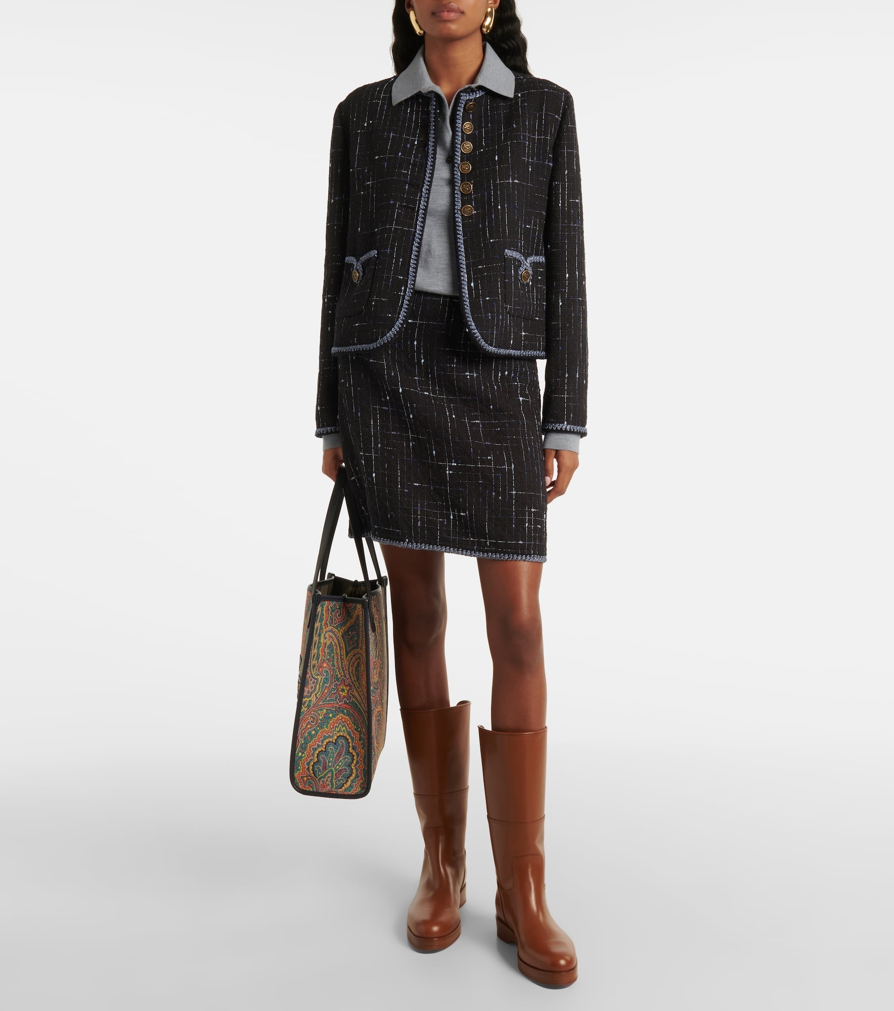 Cotton-blend tweed miniskirt - 2