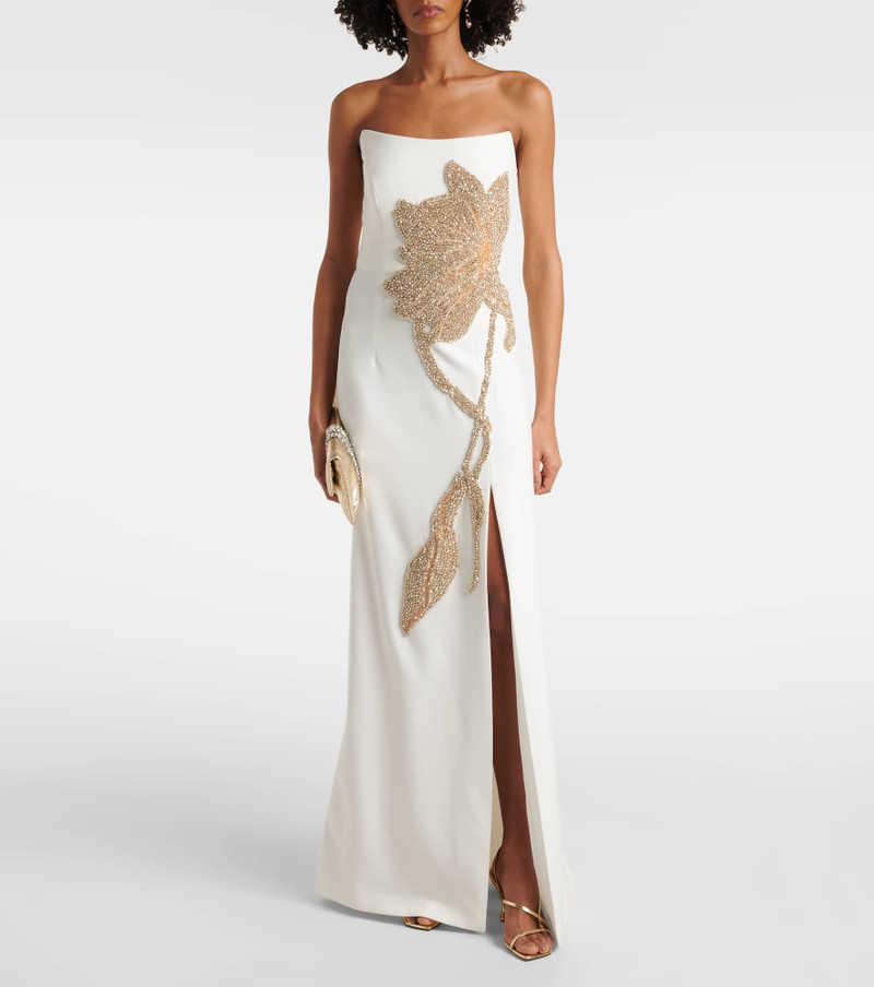 COSTARELLOS Fara embellished crêpe bustier gown outlook