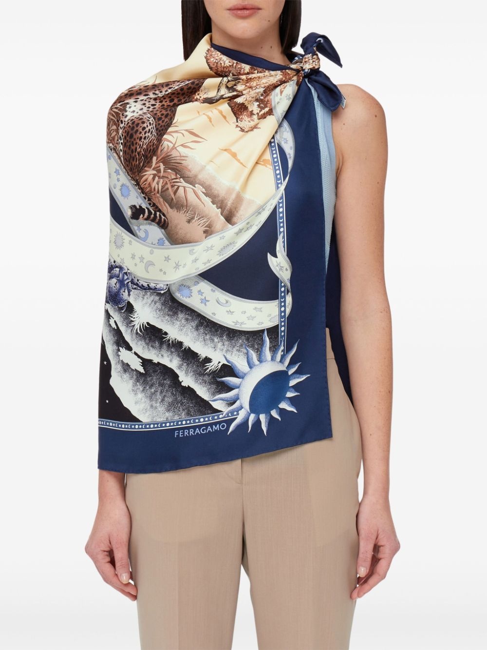 day & night print silk scarf - 3