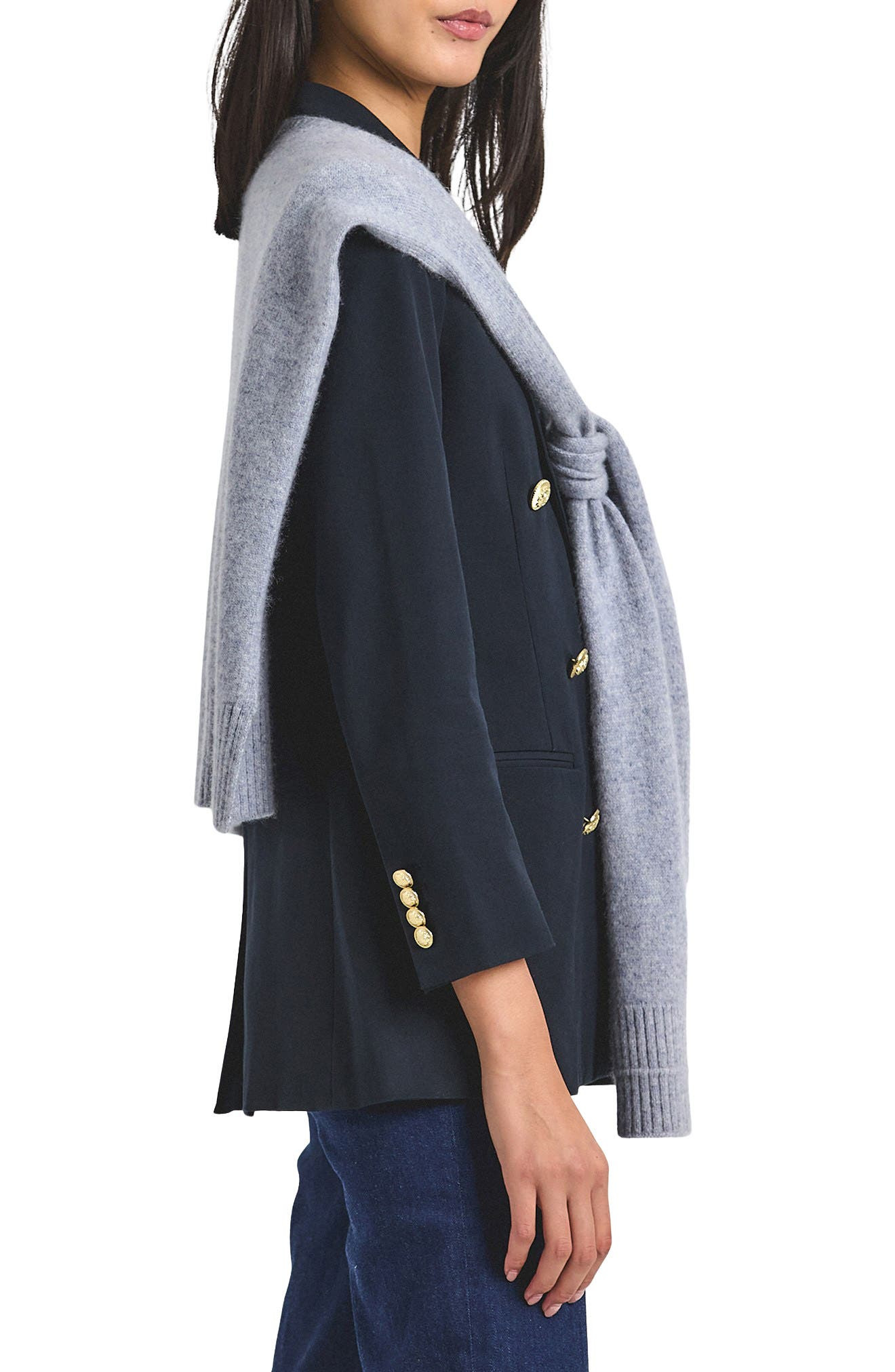 Derek Lam 10 Crosby Walter Cotton Blend Double Breasted Jacket with Shrug in Midnight/Vapor at Nords - 3