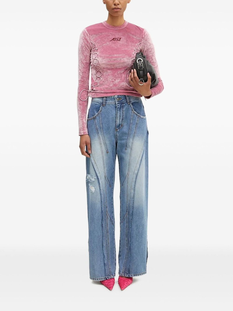 lace-up velvet top 1