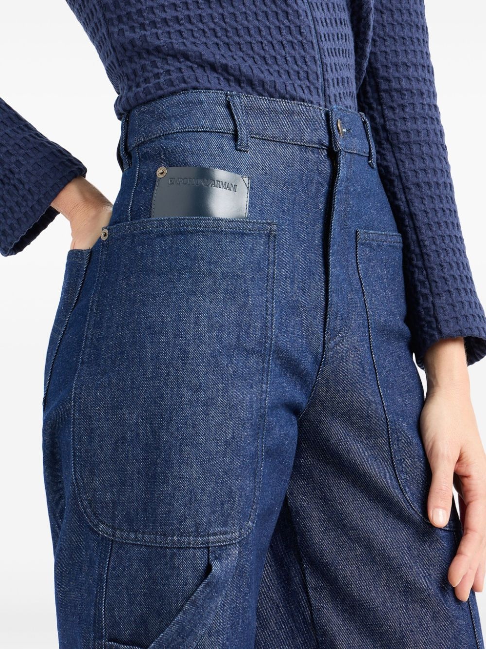 multi-pockets wide-legged jeans - 4