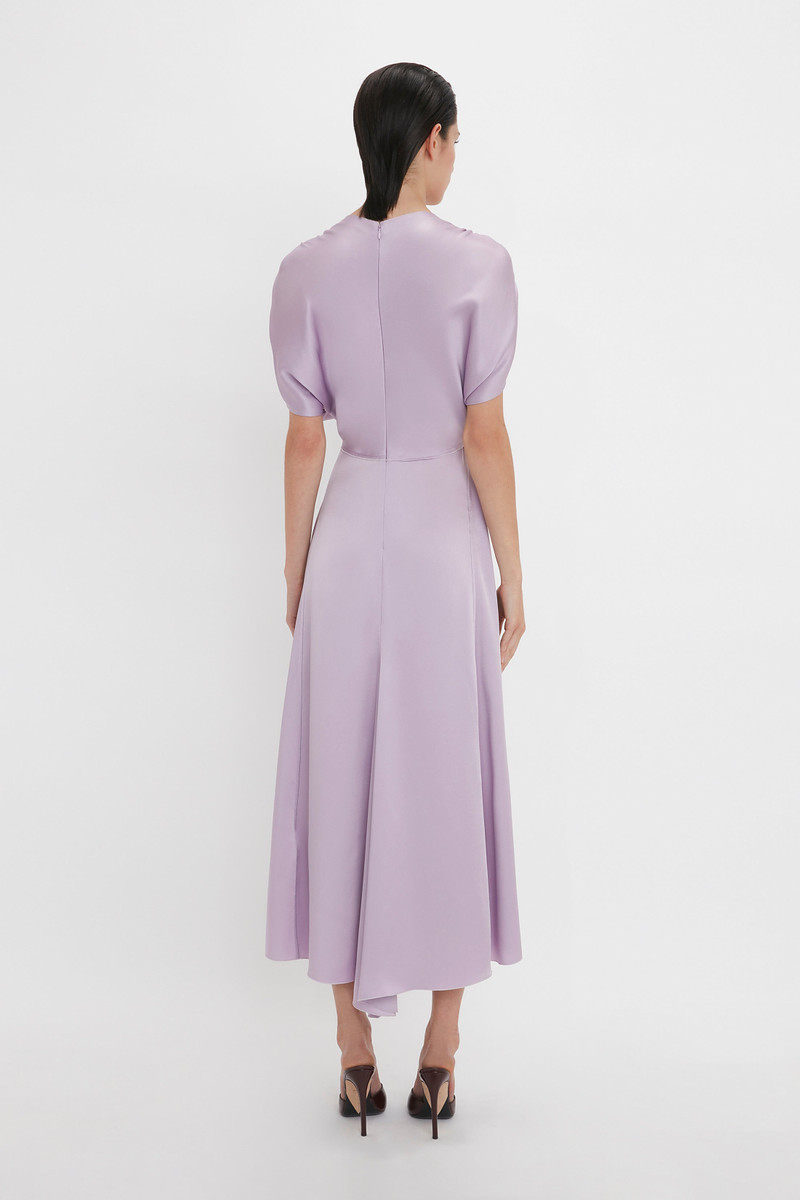 V-Neck Ruffle Midi Dress In Petunia 4