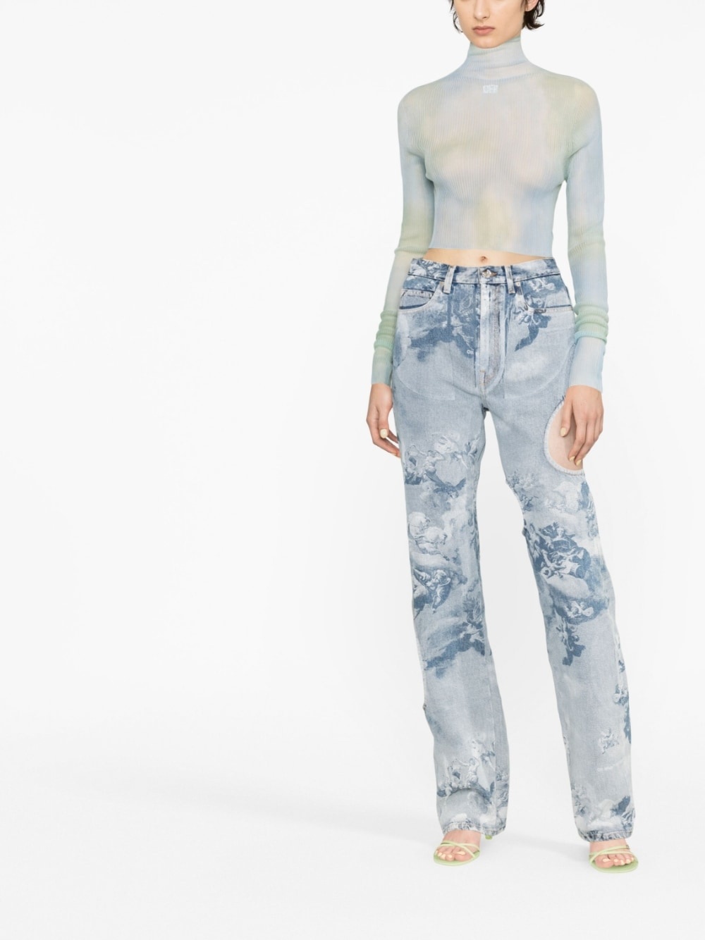 logo-print tie-dye crop top - 3