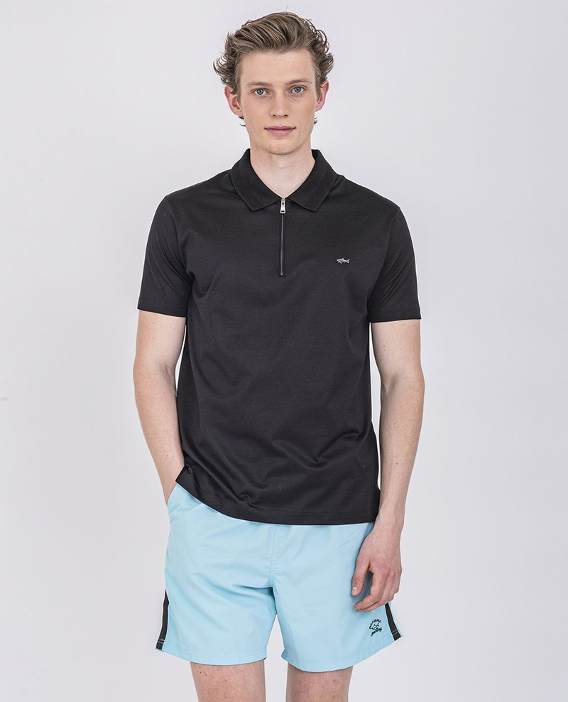 Paul & Shark Organic cotton polo jersey with metallic Shark outlook