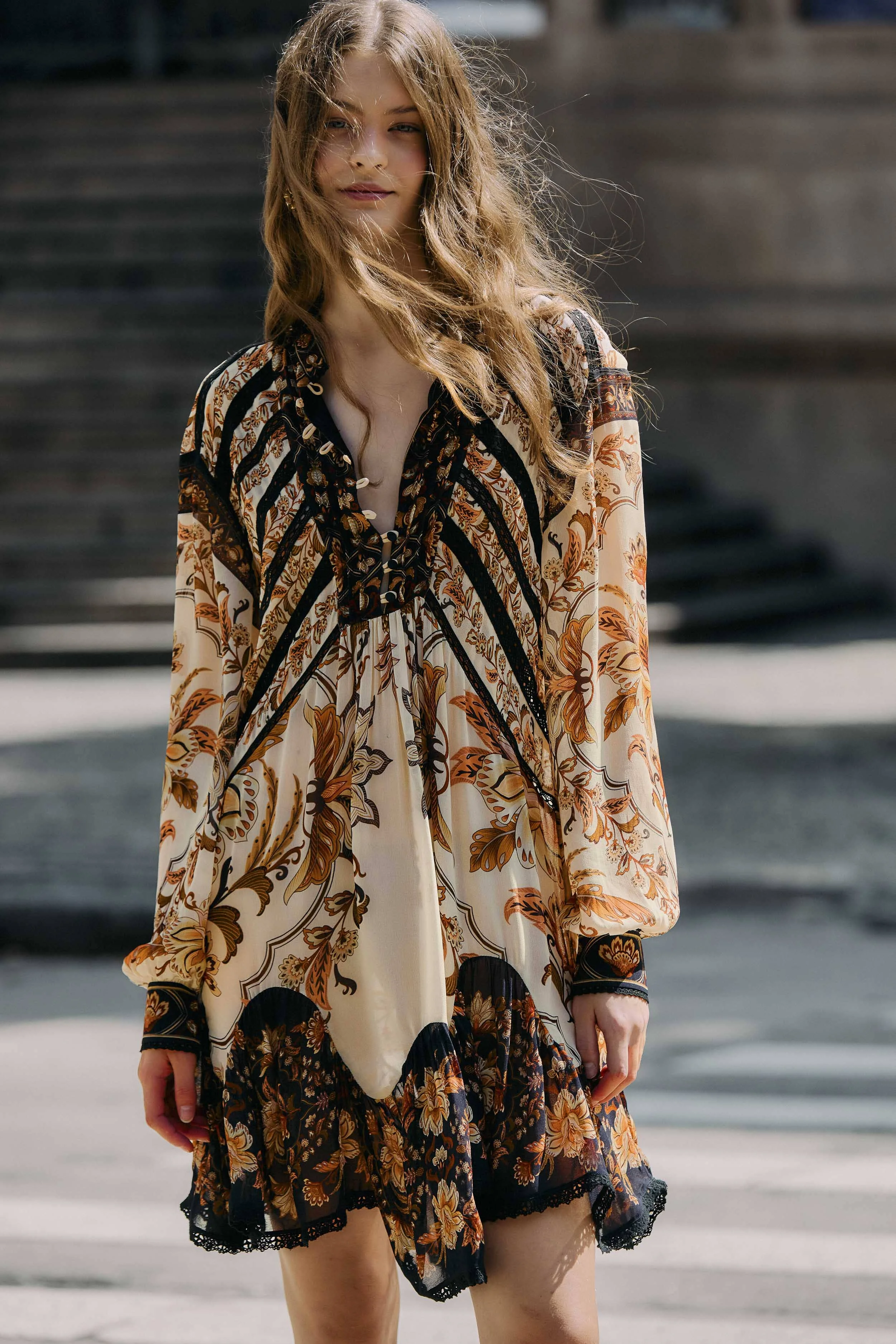 chinese dress ladies Farm Rio Long Sleeve Dress