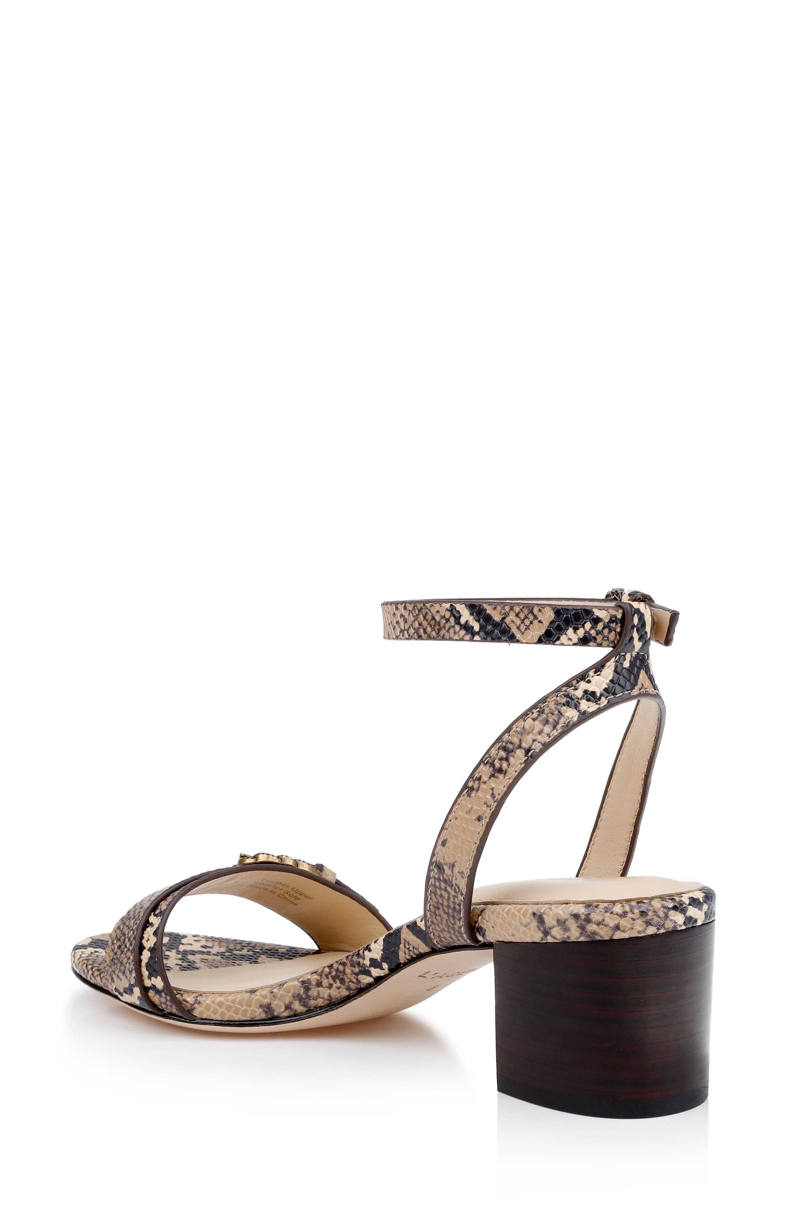 L'AGENCE Hughette Snakeskin Embossed Ankle Strap Sandal in Natural Snake Embossed at Nordstrom - 2