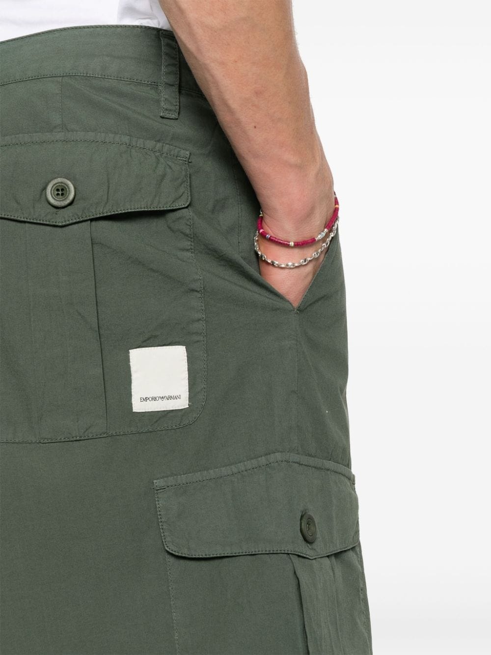 pleat-detail cotton cargo shorts - 5