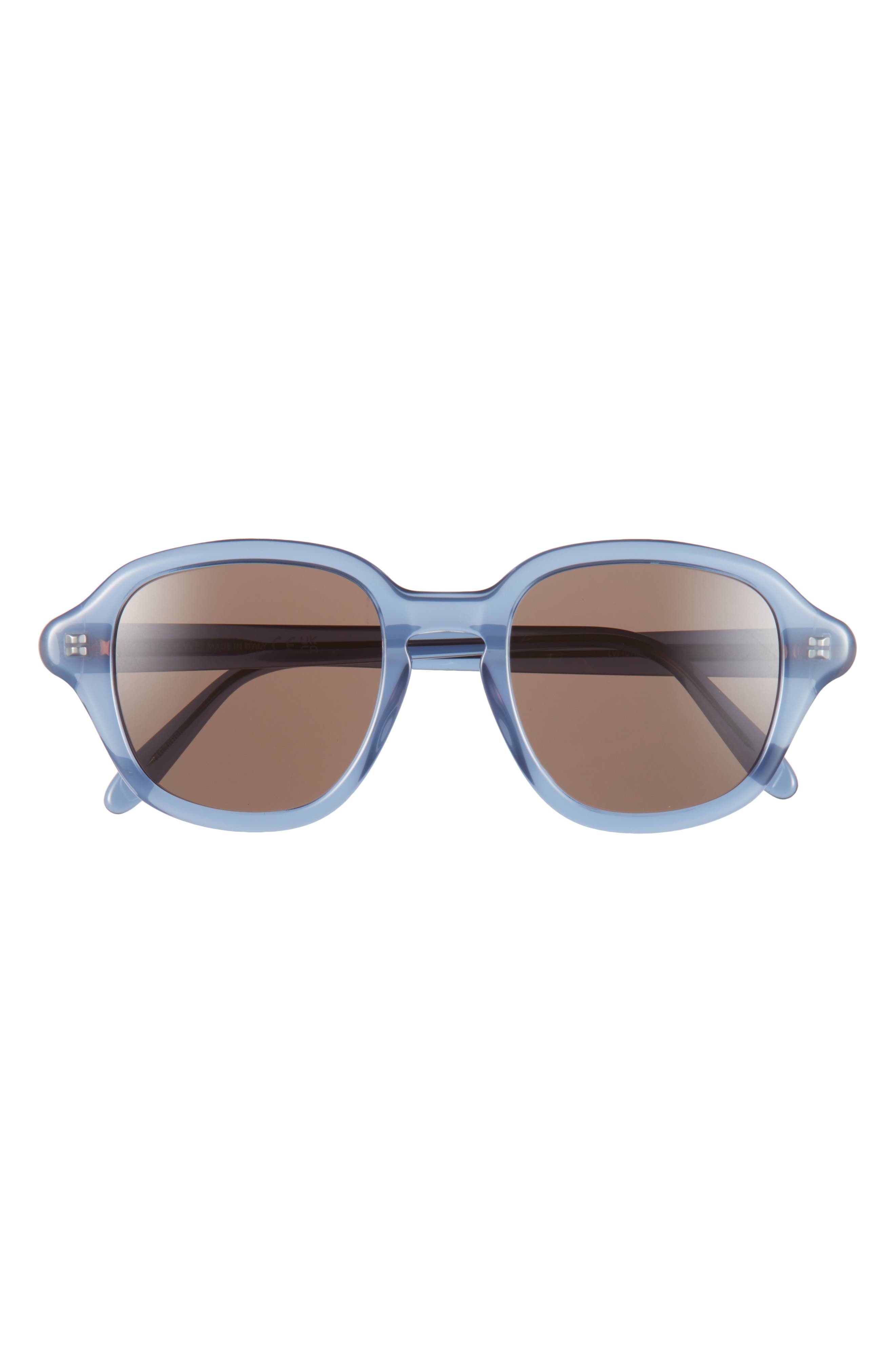 Loewe Slim Round Sunglasses in Shiny Light Blue /Brown at Nordstrom - 1