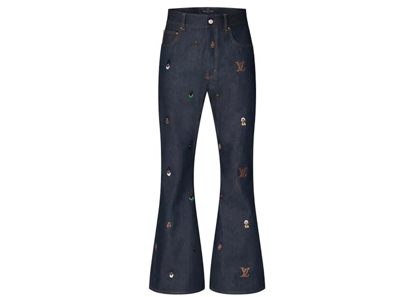 Louis Vuitton Embroidered Bootcut Denim Pants Henry Taylor Indigo - 1
